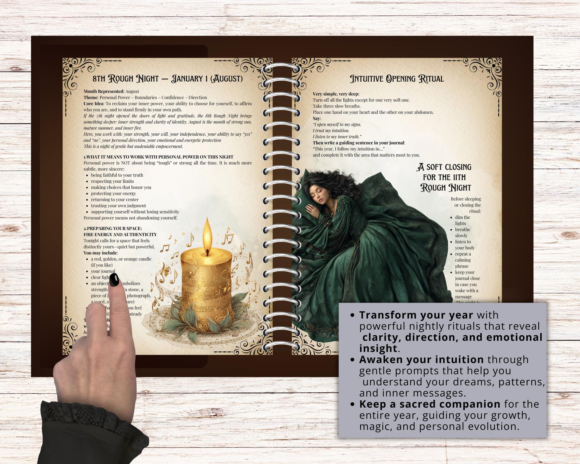 The Rough Nights Grimoire. A Sacred printable Guide Through the 12 Nights of Transformation. Spiritual Workbook.