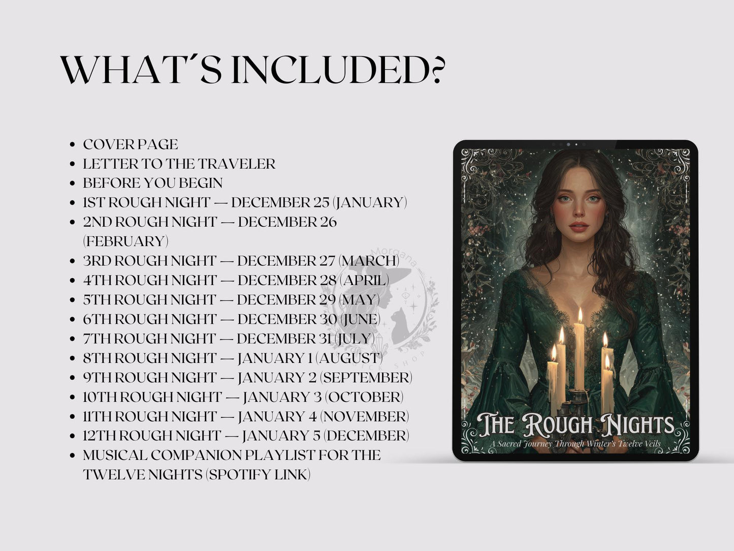 The Rough Nights Grimoire. A Sacred printable Guide Through the 12 Nights of Transformation. Spiritual Workbook.