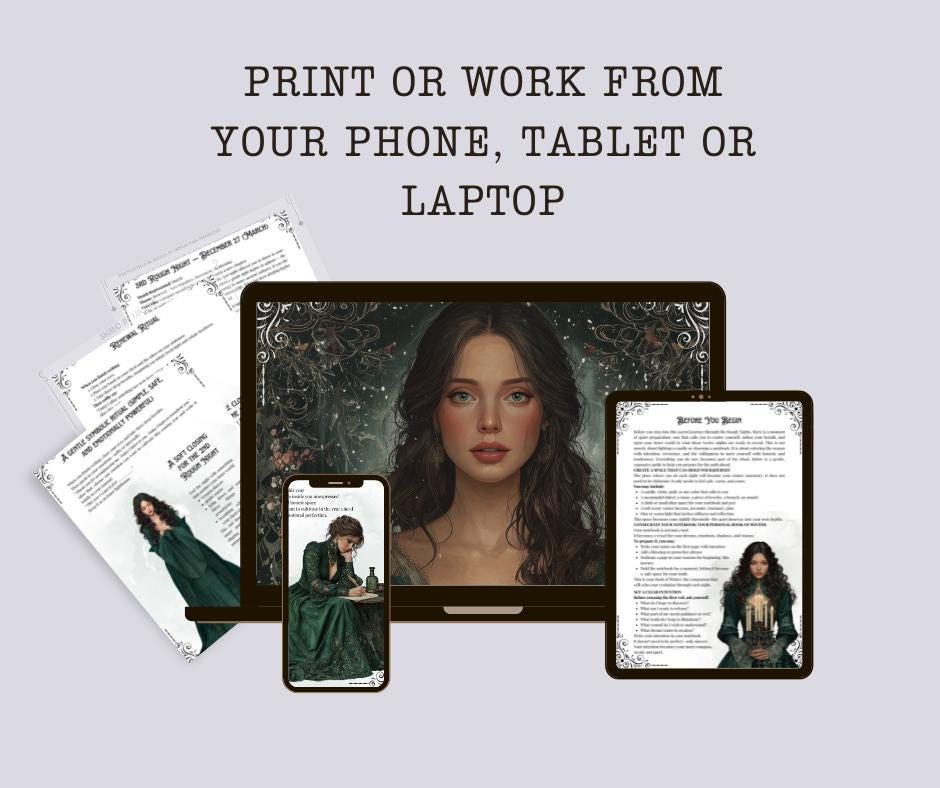 The Rough Nights Grimoire. A Sacred printable Guide Through the 12 Nights of Transformation. Spiritual Workbook.