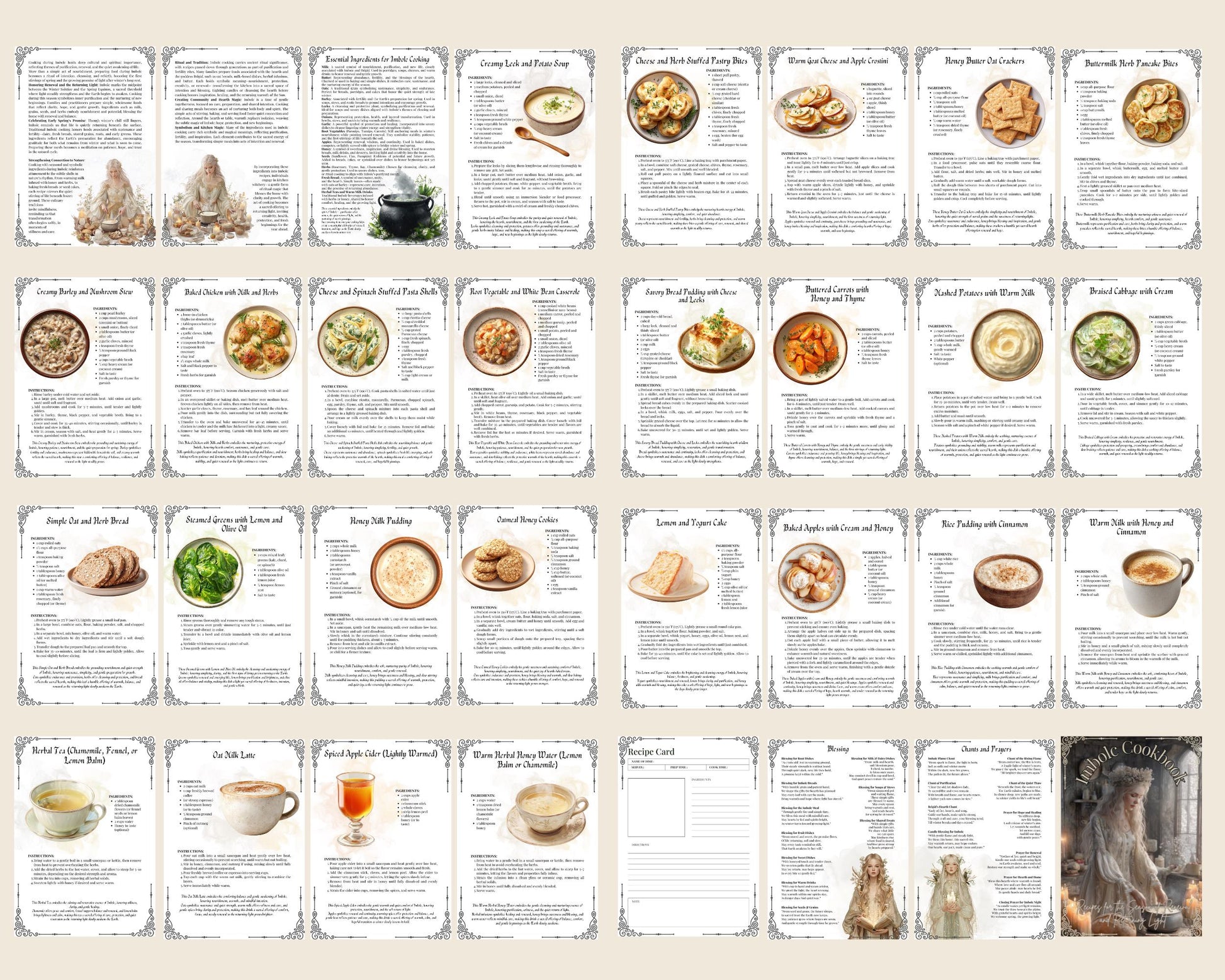 Imbolc Grimoire Pages – Kitchen Witch Magic, Ritual Recipes & Sacred Hearth Cooking–Printable