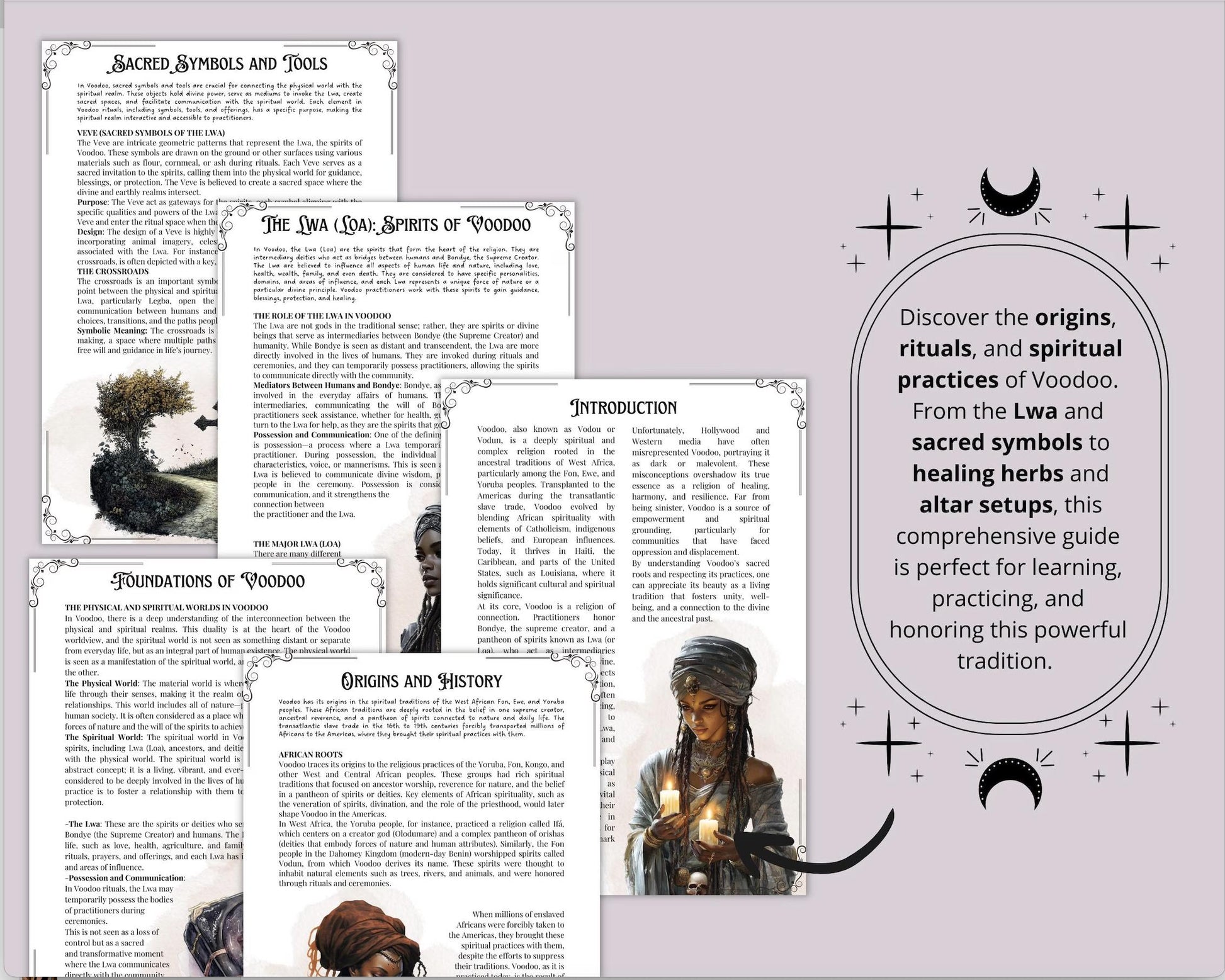 Voodoo Grimoire | Educational Guide to Haitian Vodou & Louisiana Traditions | History, Lwa Symbolism, Veves and Altars | printable