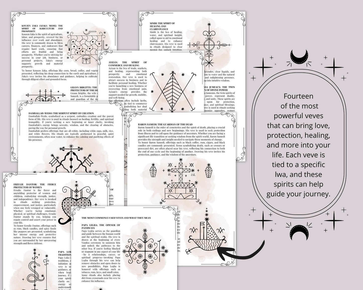 Voodoo Grimoire | Educational Guide to Haitian Vodou & Louisiana Traditions | History, Lwa Symbolism, Veves and Altars | printable