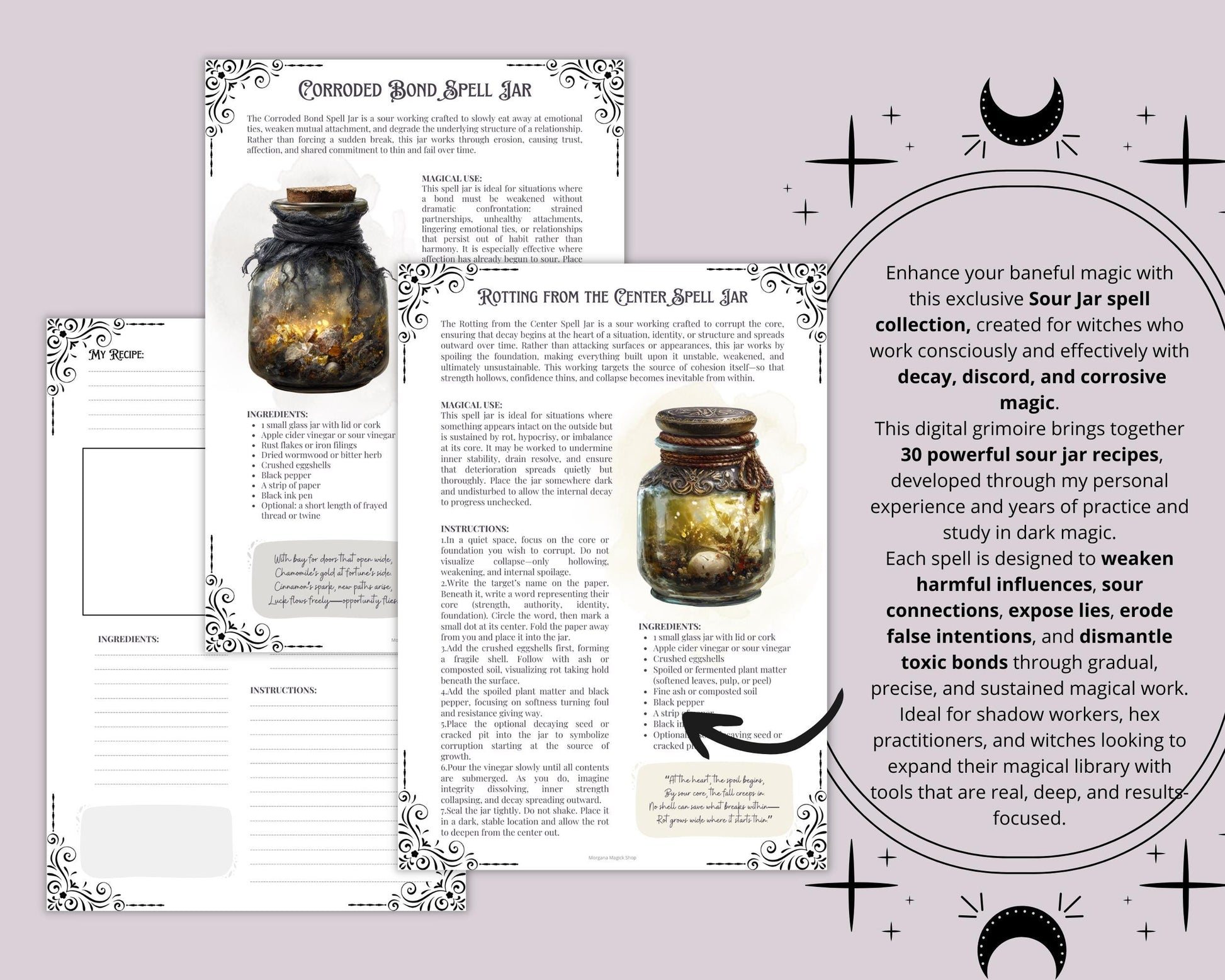 Sour Jar Spells & Baneful Magic | Witchcraft Ritual | Printable Dark Grimoire PDF