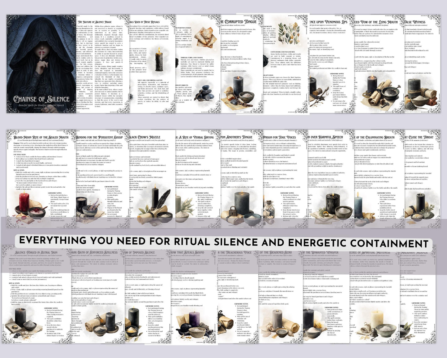 Baneful Silence Magick | Printable Grimoire Pages | Book of Shadows | Witchcraft & Binding Rituals