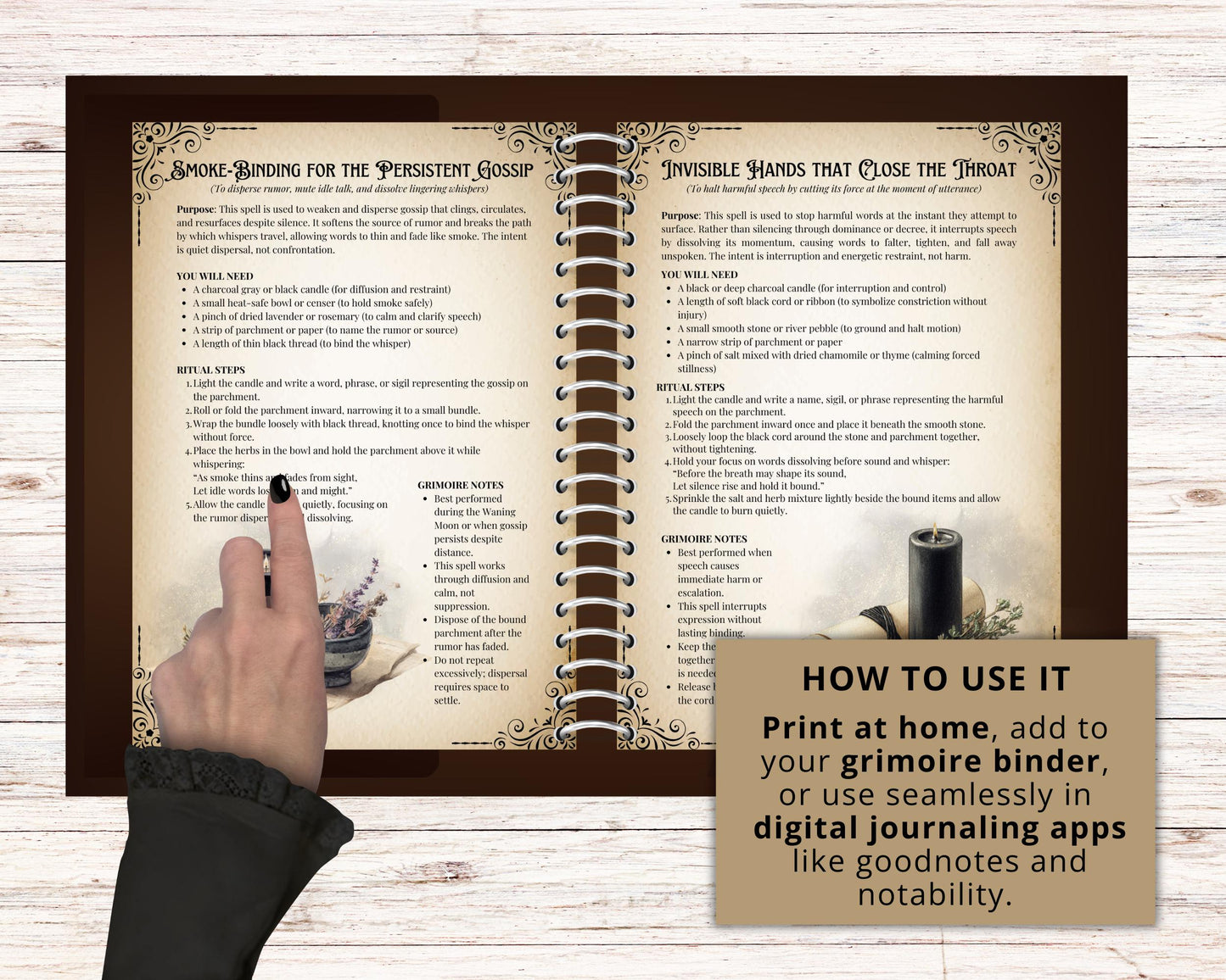Baneful Silence Magick | Printable Grimoire Pages | Book of Shadows | Witchcraft & Binding Rituals