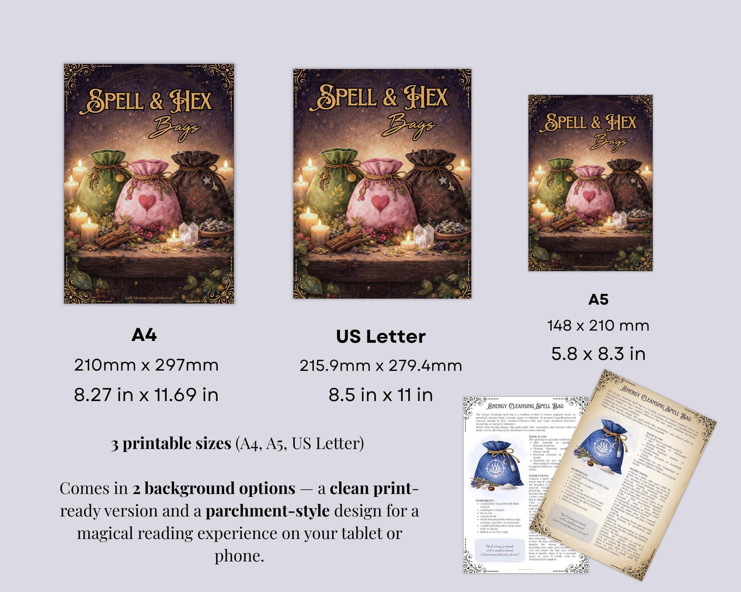 Spell & Hex Bags Grimoire pages | Traditional Witchcraft Pages | Printable Baneful Book of Shadows