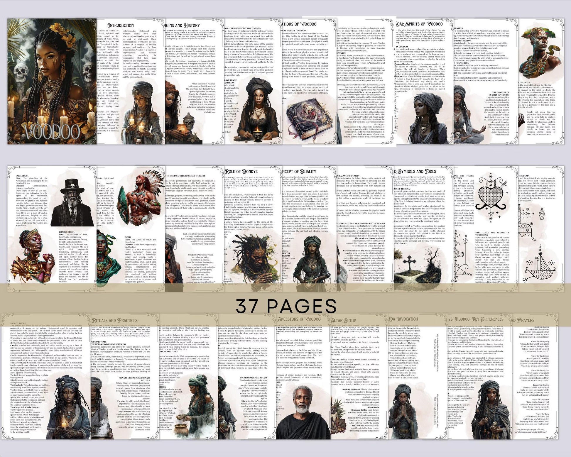 Voodoo Grimoire | Educational Guide to Haitian Vodou & Louisiana Traditions | History, Lwa Symbolism, Veves and Altars | printable
