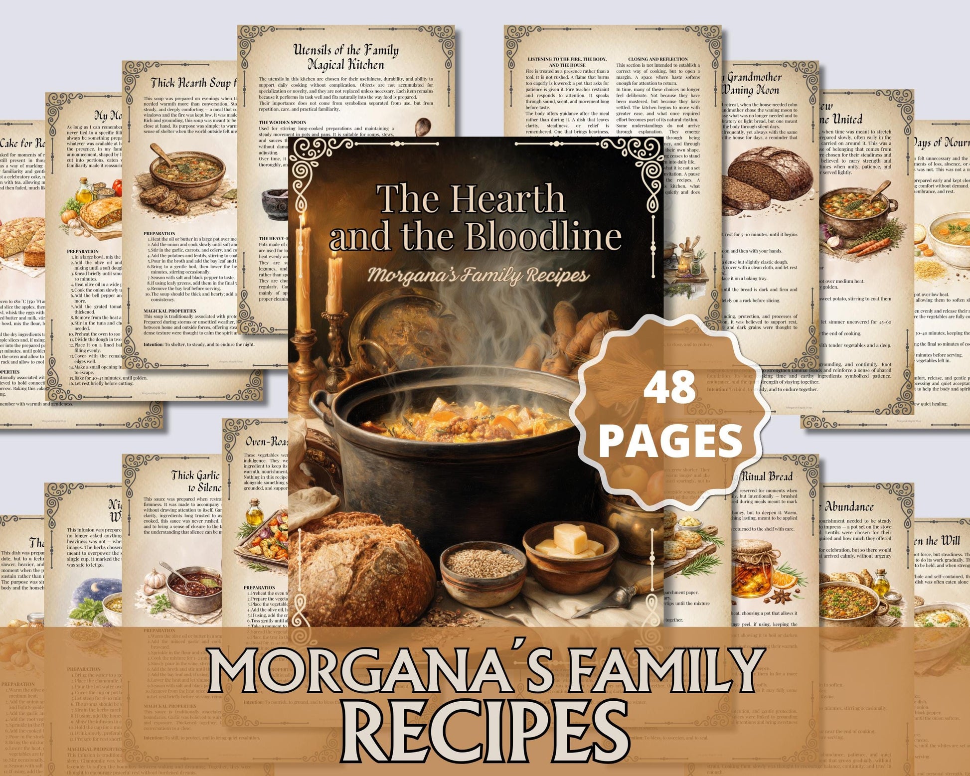 Personal Family Witch Kitchen Recipe Book PDF | Ancestral Family Recipes | Kitchen Witch Cookbook | 30 Recipes | Printable