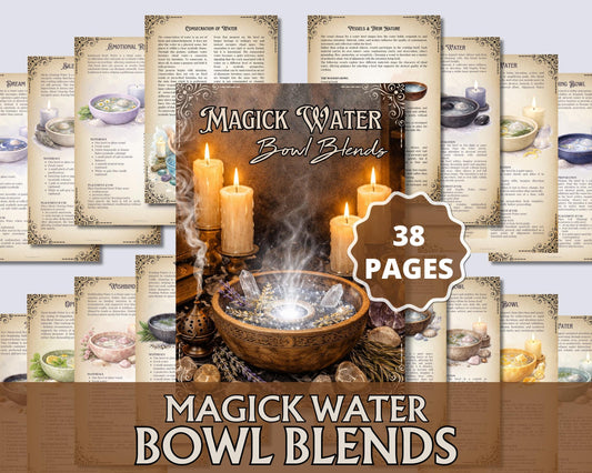 Magick Water Bowls Blends | Printable Grimoire Pages | Water Rituals PDF