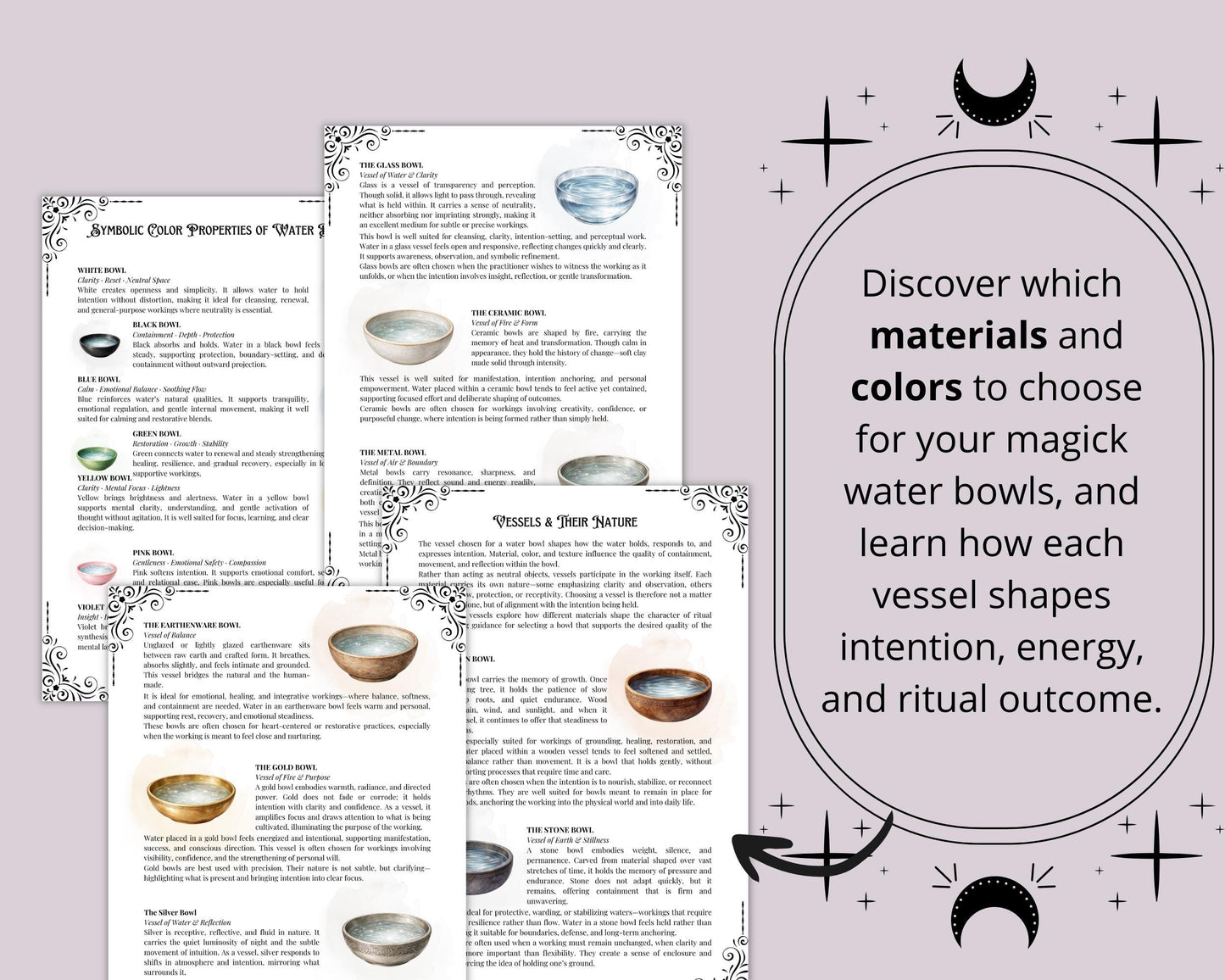 Magick Water Bowls Blends | Printable Grimoire Pages | Water Rituals PDF