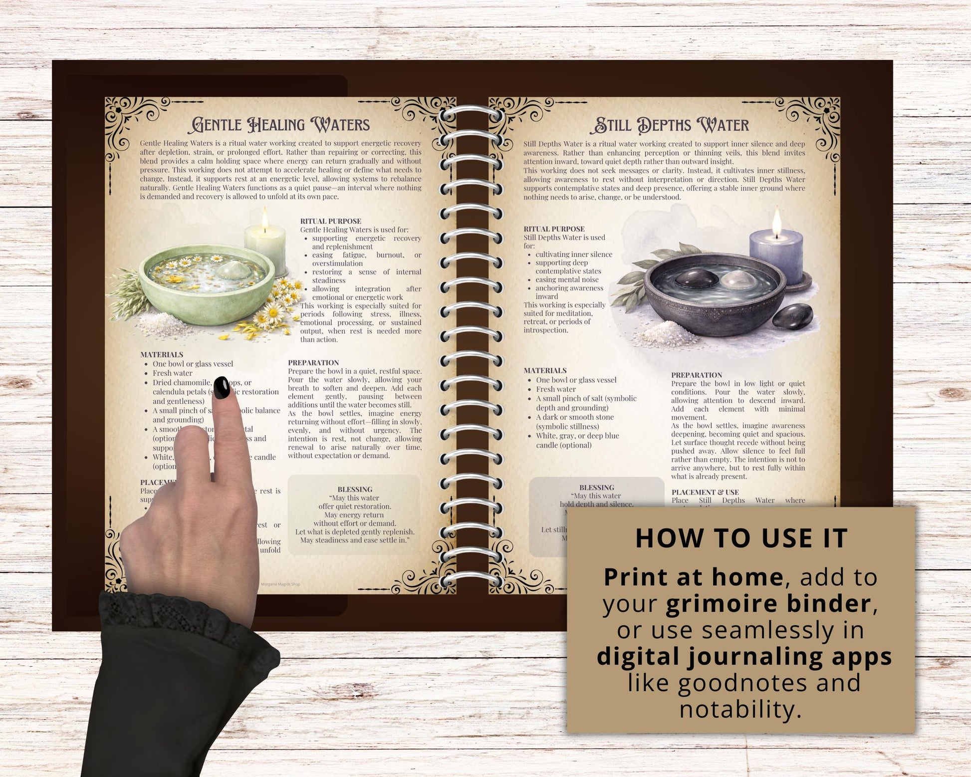 Magick Water Bowls Blends | Printable Grimoire Pages | Water Rituals PDF