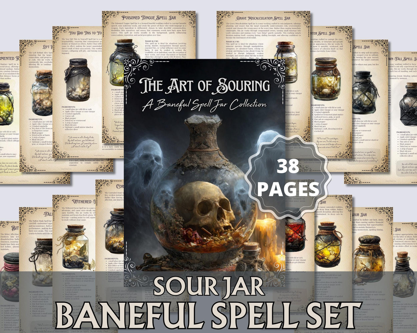 Sour Jar Spells & Baneful Magic | Witchcraft Ritual | Printable Dark Grimoire PDF