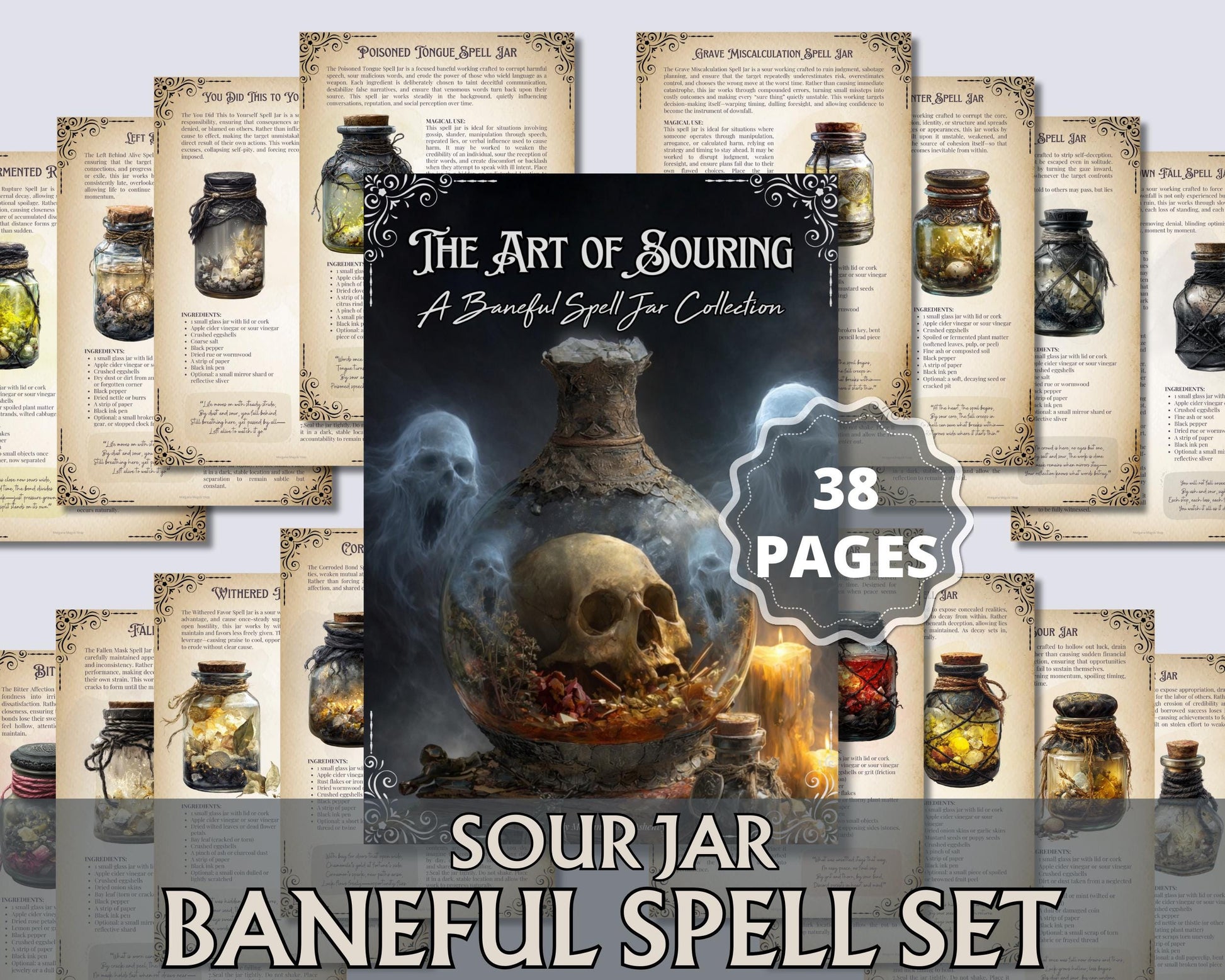 Sour Jar Spells & Baneful Magic | Witchcraft Ritual | Printable Dark Grimoire PDF