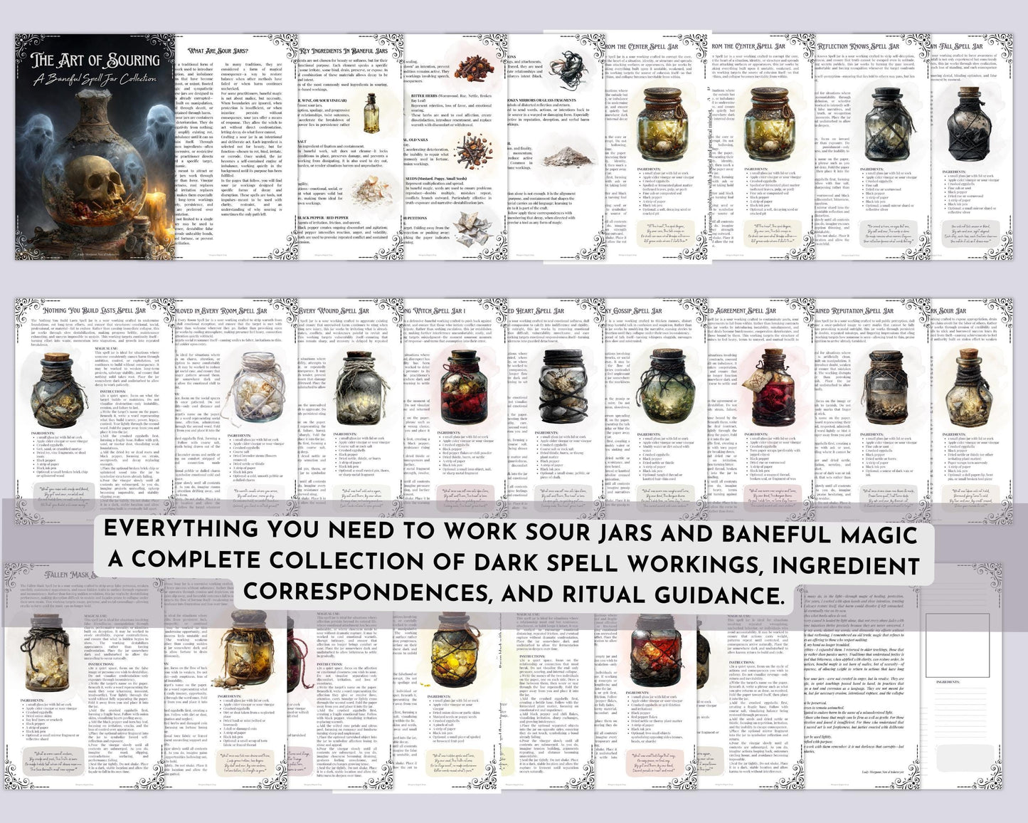 Sour Jar Spells & Baneful Magic | Witchcraft Ritual | Printable Dark Grimoire PDF