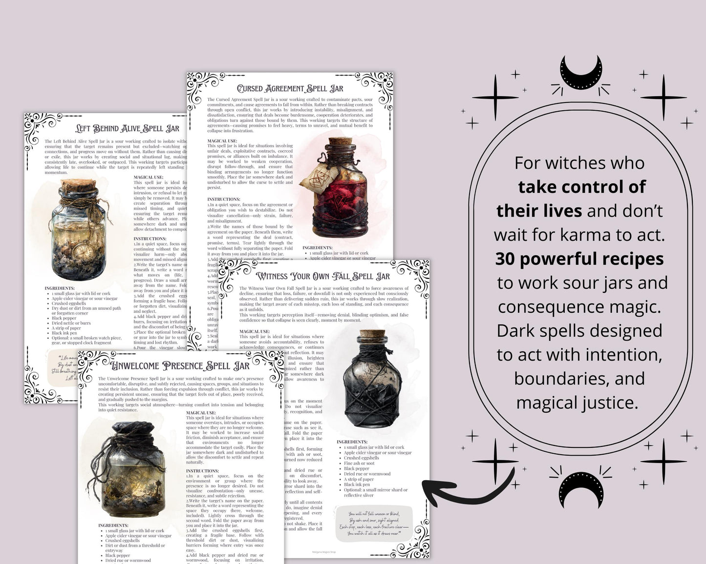 Sour Jar Spells & Baneful Magic | Witchcraft Ritual | Printable Dark Grimoire PDF