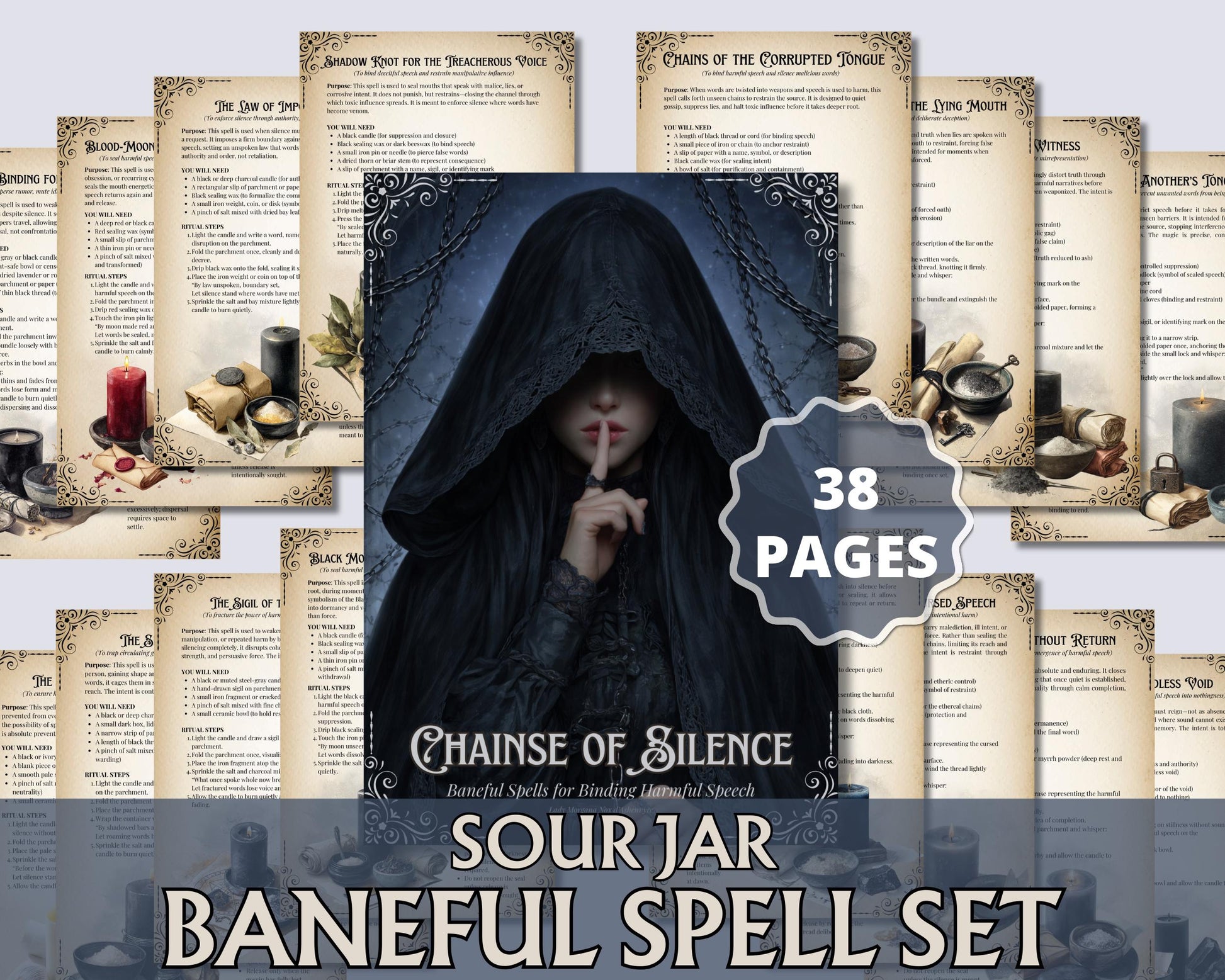 Baneful Silence Magick | Printable Grimoire Pages | Book of Shadows | Witchcraft & Binding Rituals