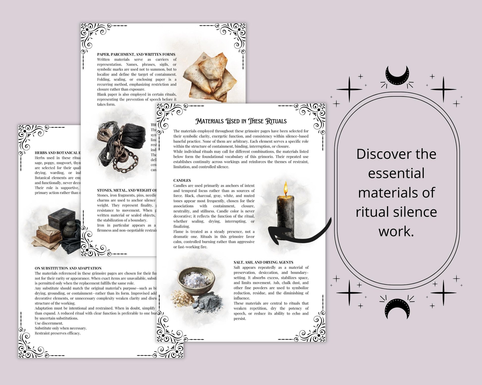 Baneful Silence Magick | Printable Grimoire Pages | Book of Shadows | Witchcraft & Binding Rituals