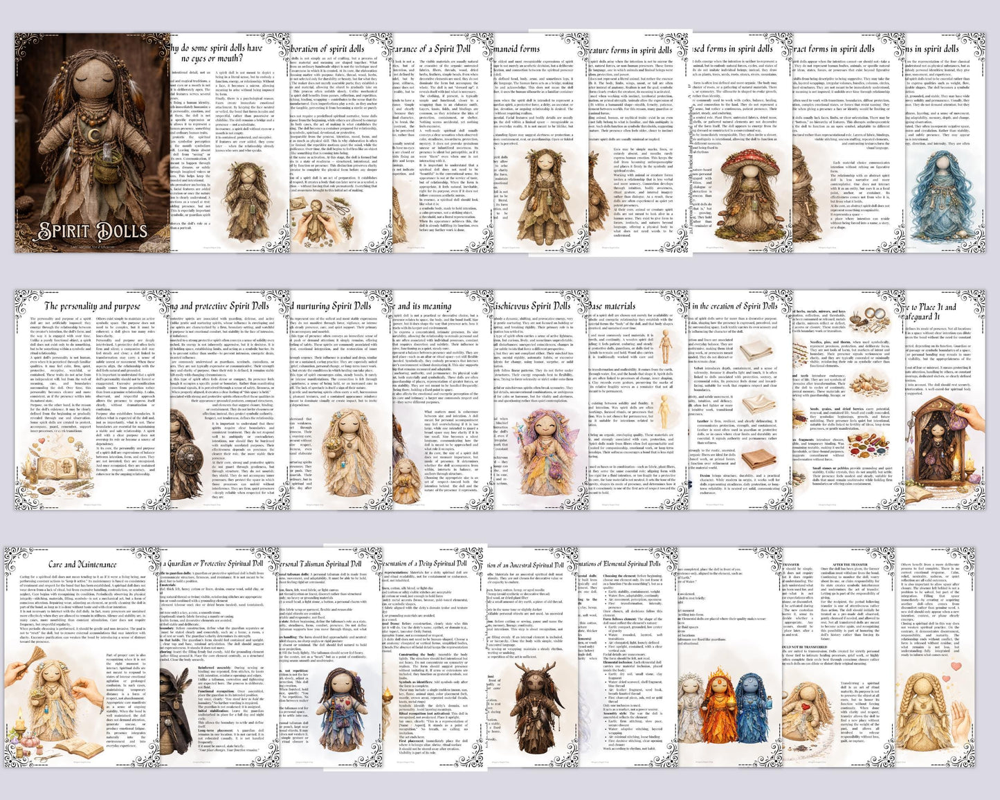 Spirit Dolls Grimoire Pages Printable | Spiritual Doll Creation Guide | Witchcraft Grimoire Pages