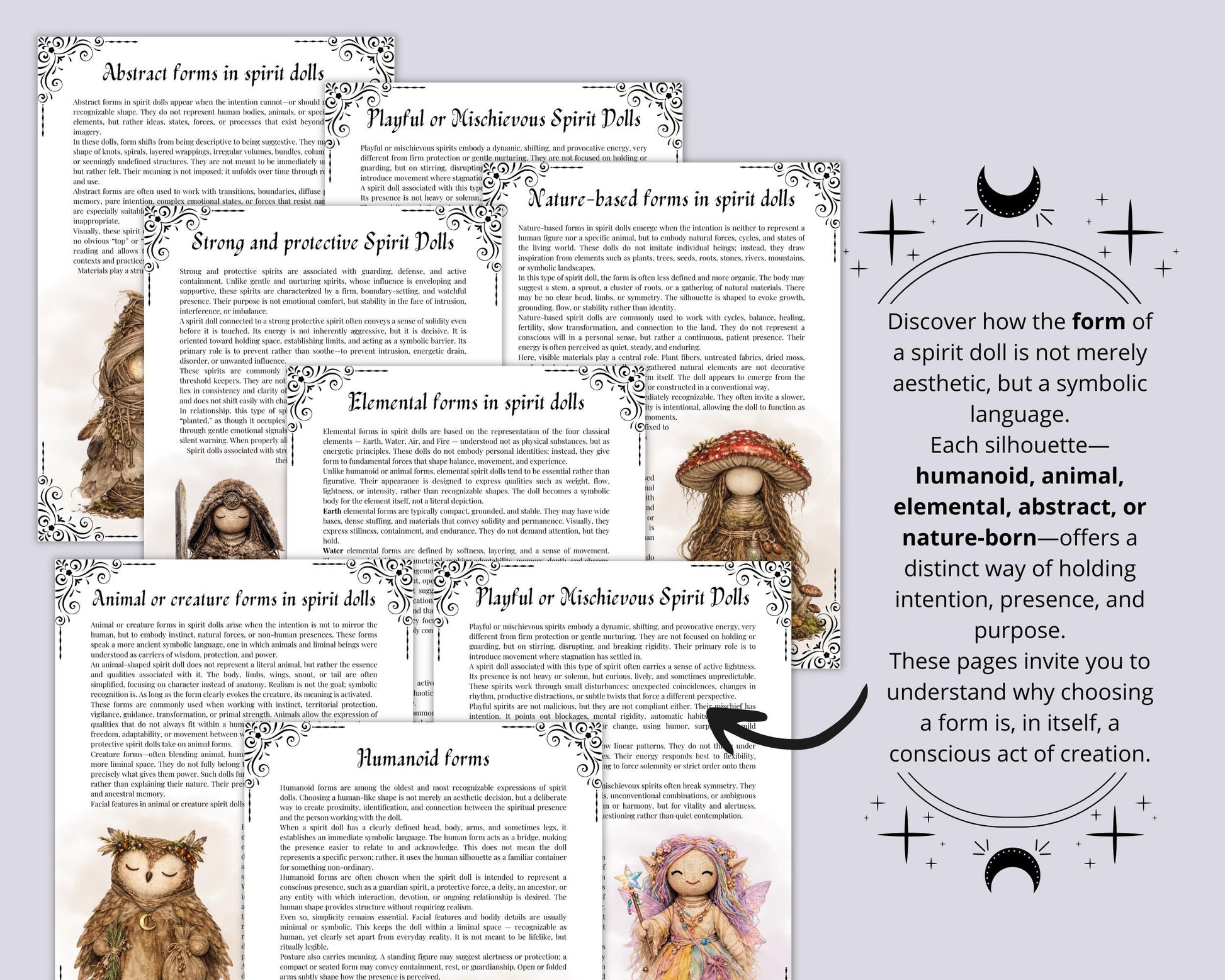 Spirit Dolls Grimoire Pages Printable | Spiritual Doll Creation Guide | Witchcraft Grimoire Pages