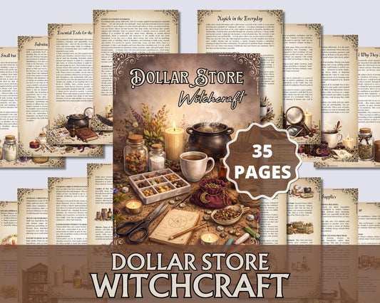 Dollar Store Witchcraft | Affordable Magick on a Budget, Book of Shadows Guide, Divination Tools, Altar Guide, & More! | Printable Pages