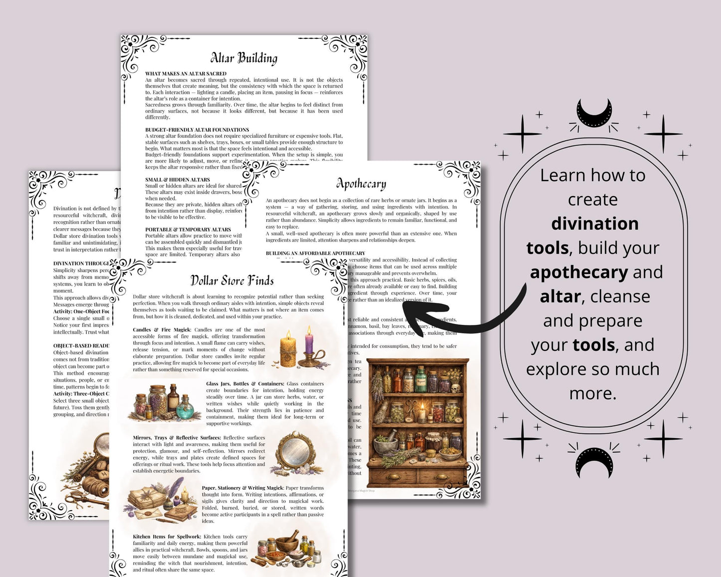 Dollar Store Witchcraft | Affordable Magick on a Budget, Book of Shadows Guide, Divination Tools, Altar Guide, & More! | Printable Pages