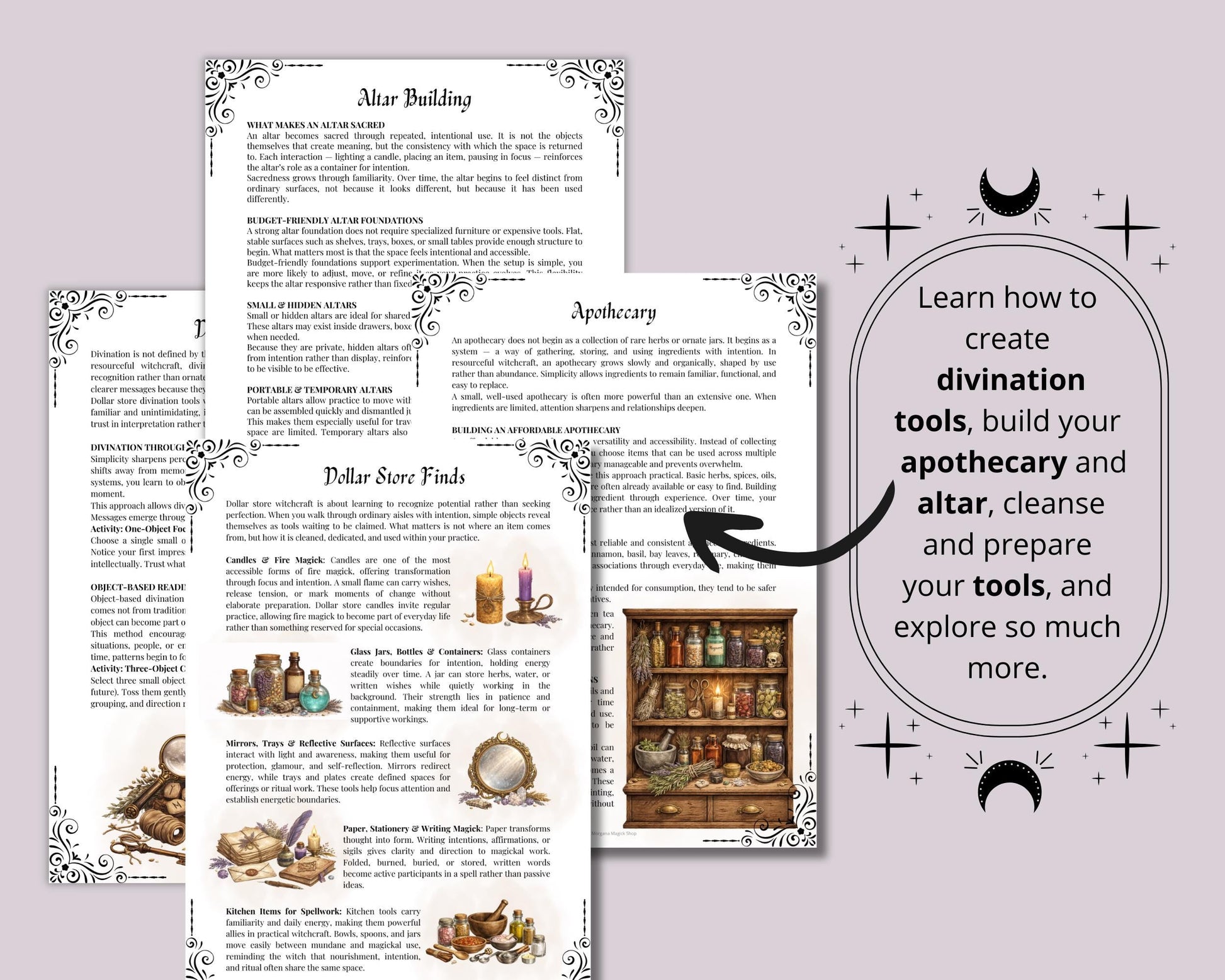 Dollar Store Witchcraft | Affordable Magick on a Budget, Book of Shadows Guide, Divination Tools, Altar Guide, & More! | Printable Pages
