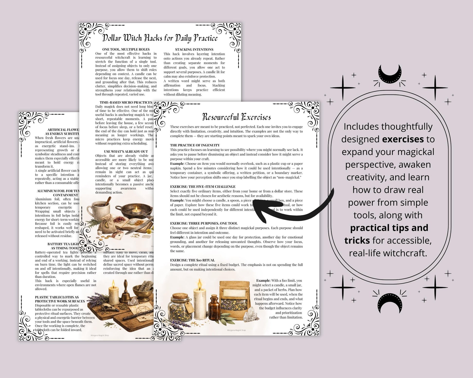 Dollar Store Witchcraft | Affordable Magick on a Budget, Book of Shadows Guide, Divination Tools, Altar Guide, & More! | Printable Pages