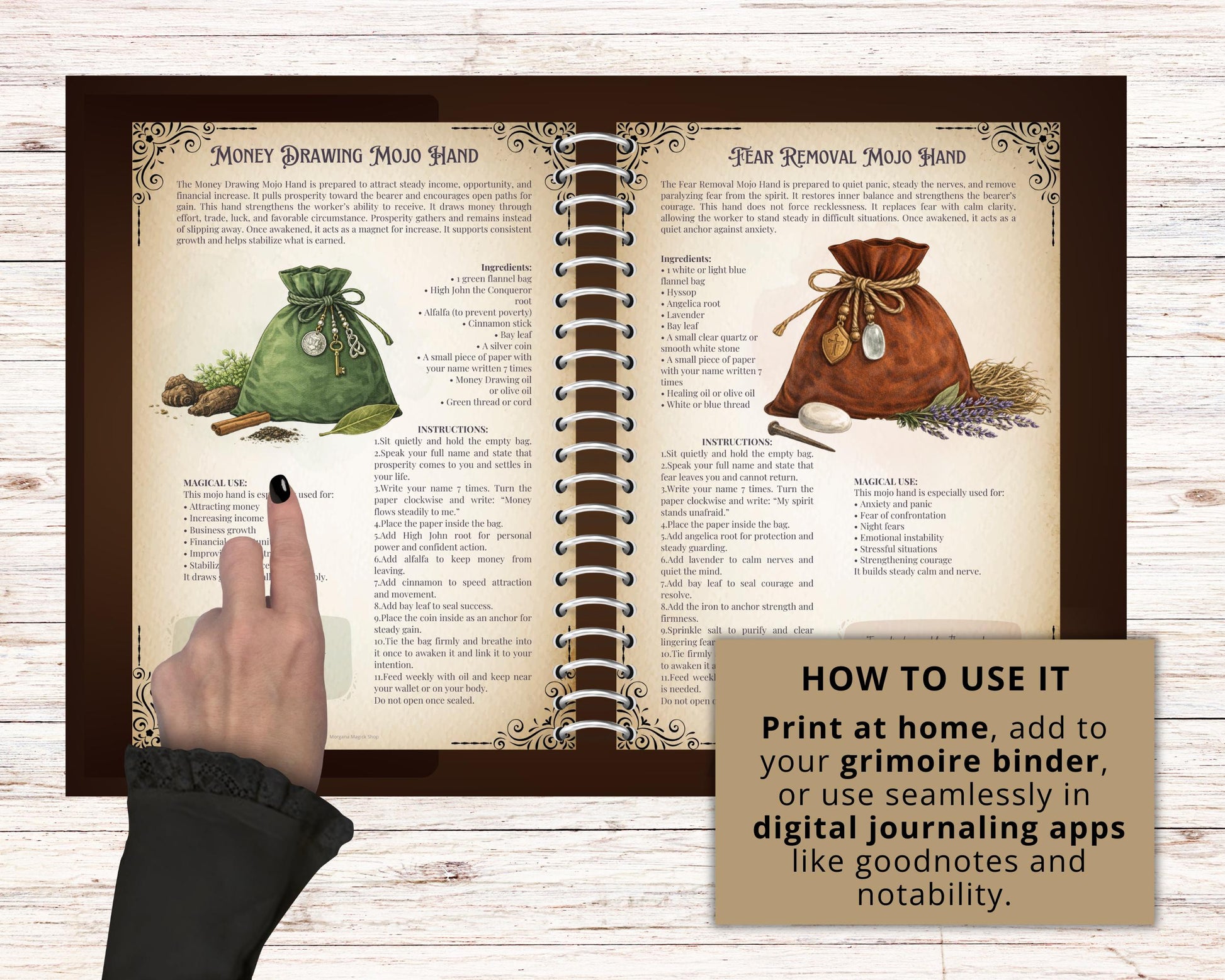 Mojo Bags Grimoire Pages | Hoodoo Mojo Hand Rituals | Protection, Money, Love & Road Opening Work