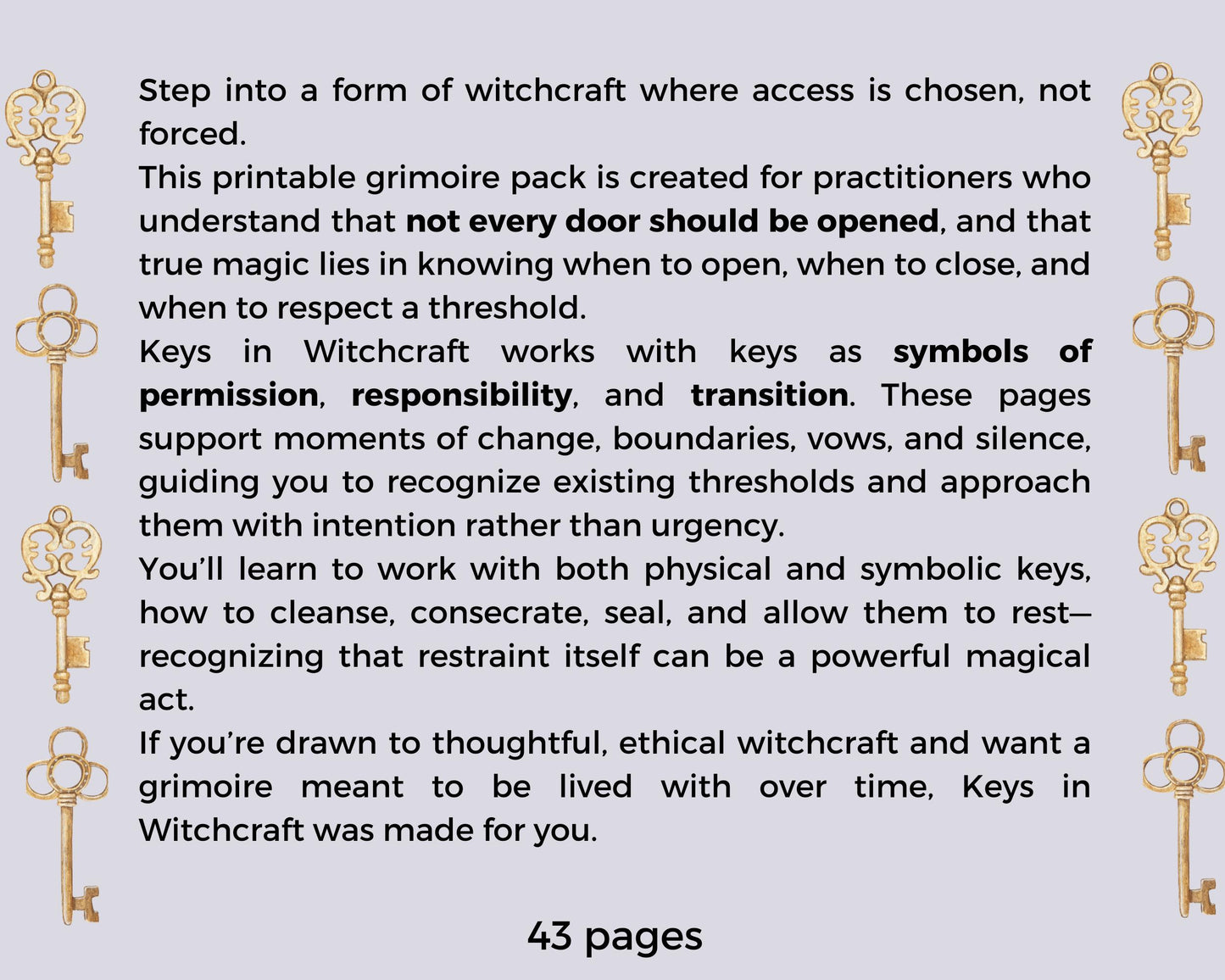 Keys in Witchcraft | Printable Grimoire Pages | Magical Keys, Threshold Magic, Rituals & Symbolic Witchcraft