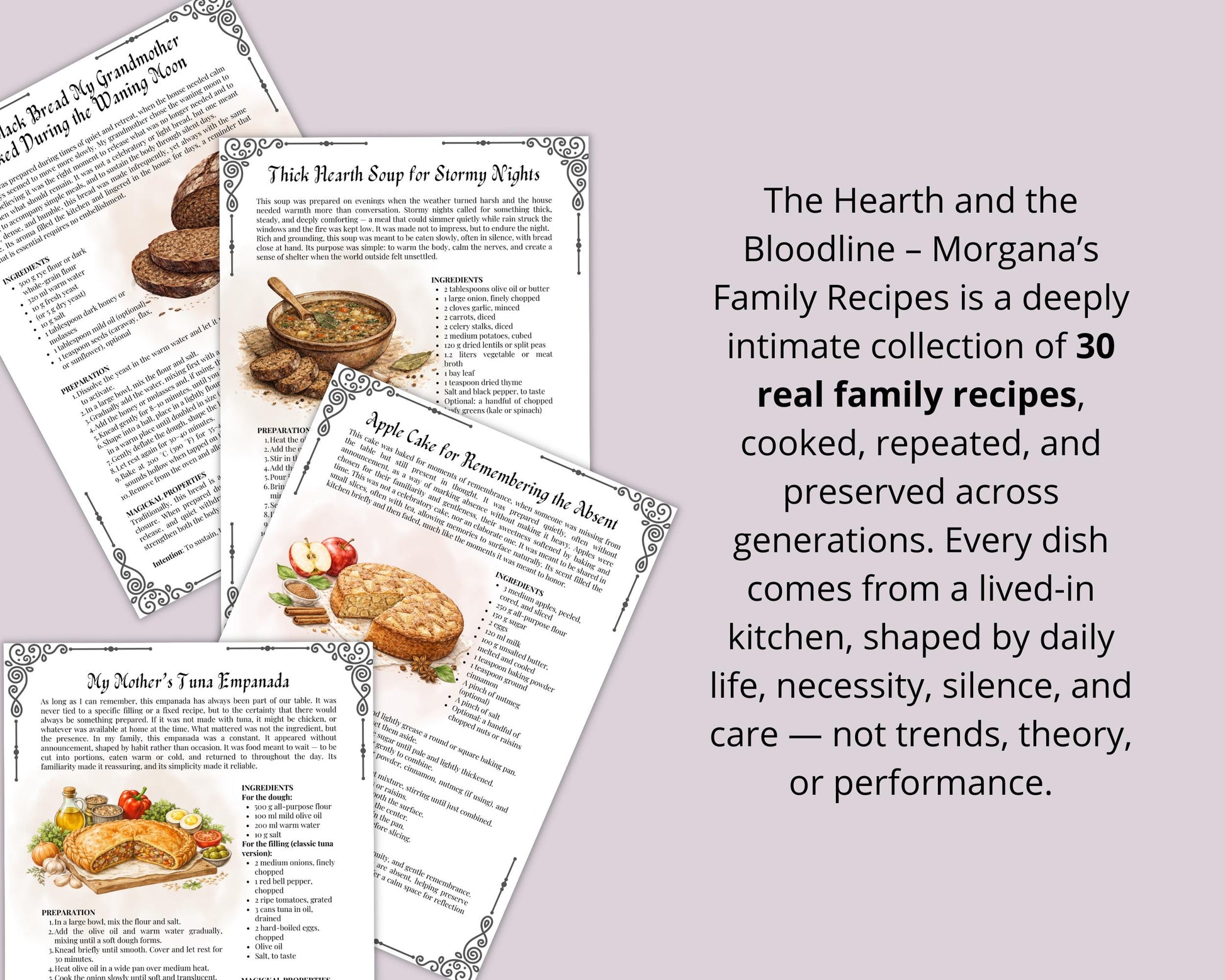 Personal Family Witch Kitchen Recipe Book PDF | Ancestral Family Recipes | Kitchen Witch Cookbook | 30 Recipes | Printable