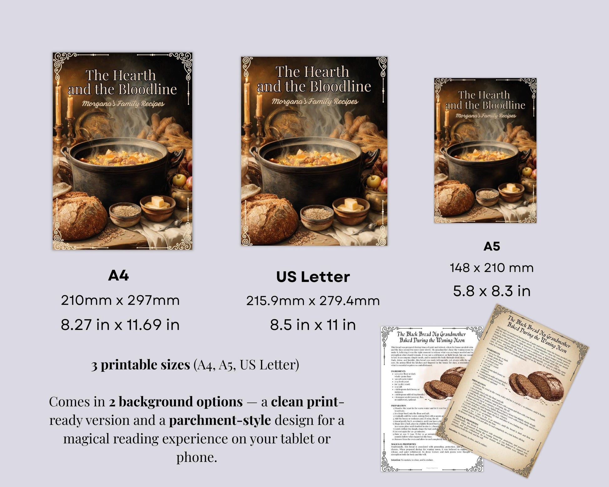 Personal Family Witch Kitchen Recipe Book PDF | Ancestral Family Recipes | Kitchen Witch Cookbook | 30 Recipes | Printable