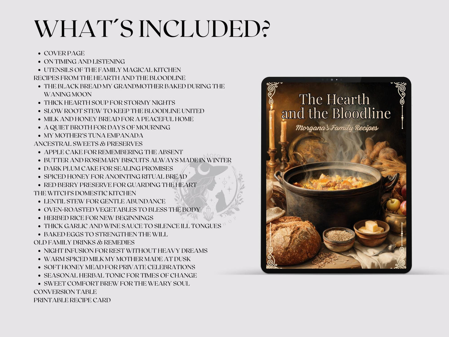 Personal Family Witch Kitchen Recipe Book PDF | Ancestral Family Recipes | Kitchen Witch Cookbook | 30 Recipes | Printable