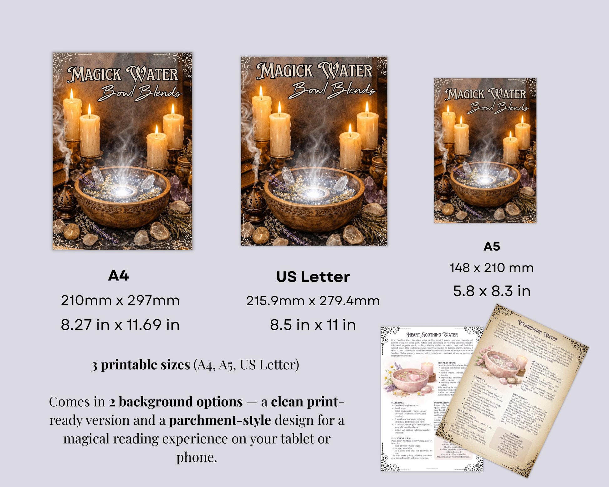 Magick Water Bowls Blends | Printable Grimoire Pages | Water Rituals PDF