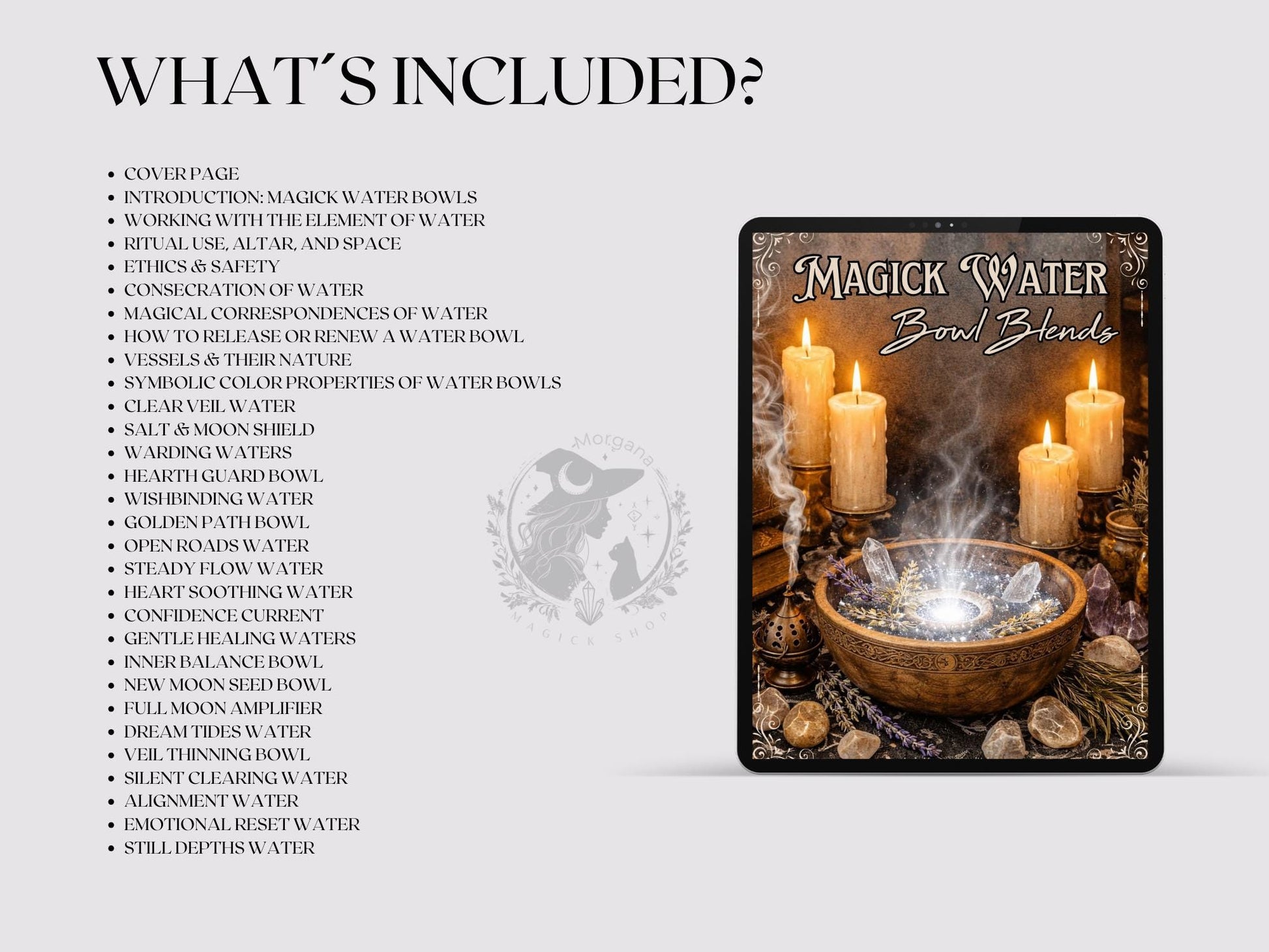 Magick Water Bowls Blends | Printable Grimoire Pages | Water Rituals PDF