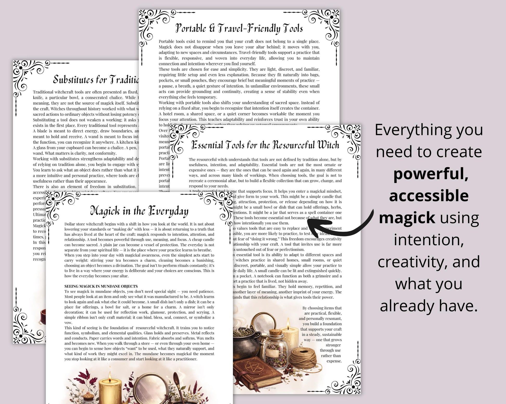 Dollar Store Witchcraft | Affordable Magick on a Budget, Book of Shadows Guide, Divination Tools, Altar Guide, & More! | Printable Pages