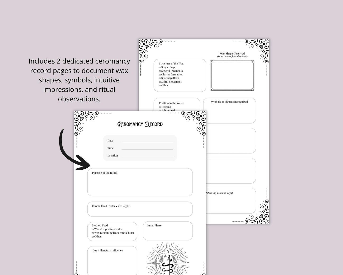 Candle Magick Grimoire Pages | Ceromancy Guide | Ritual & Spell Candle Magic | Printable
