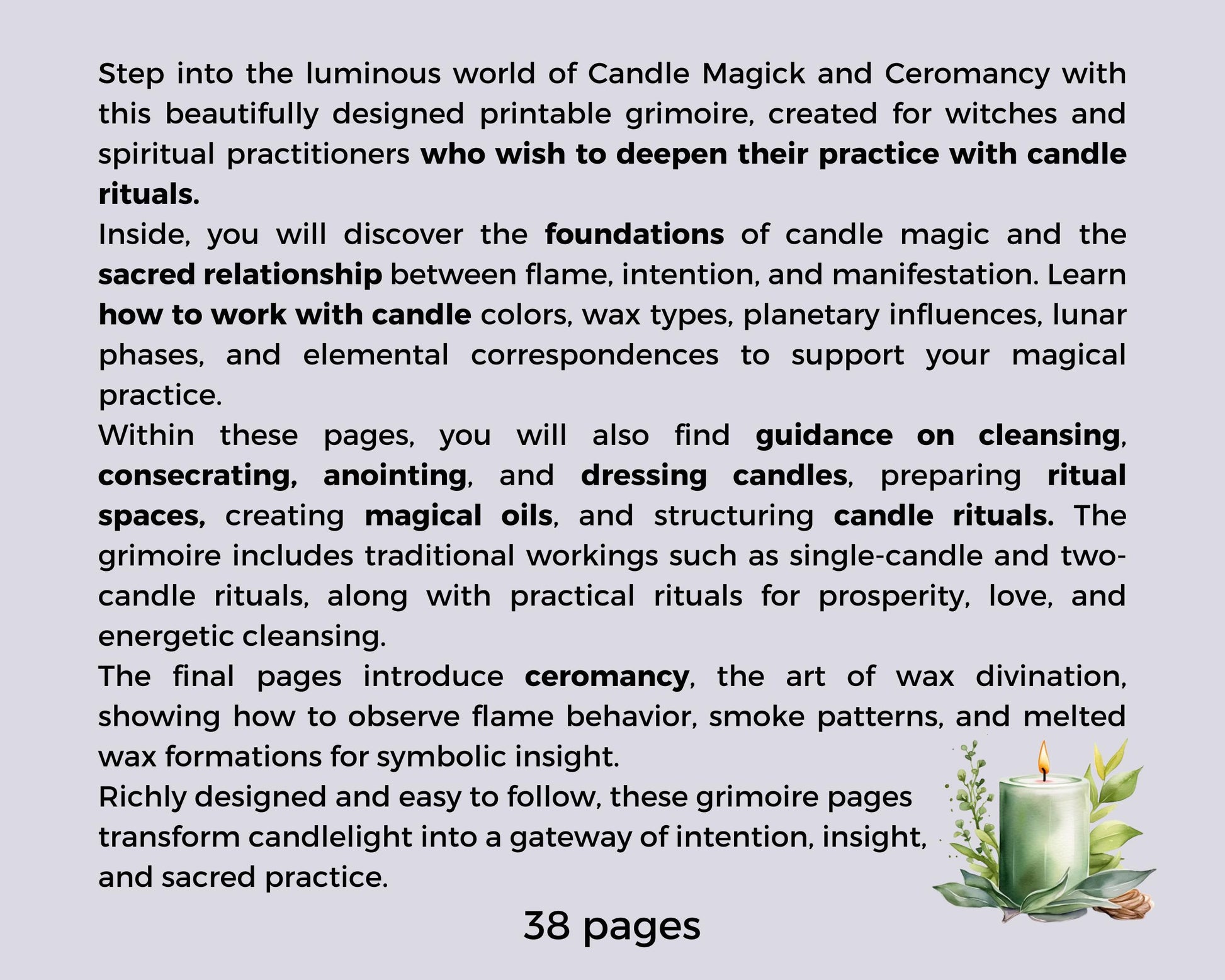 Candle Magick Grimoire Pages | Ceromancy Guide | Ritual & Spell Candle Magic | Printable