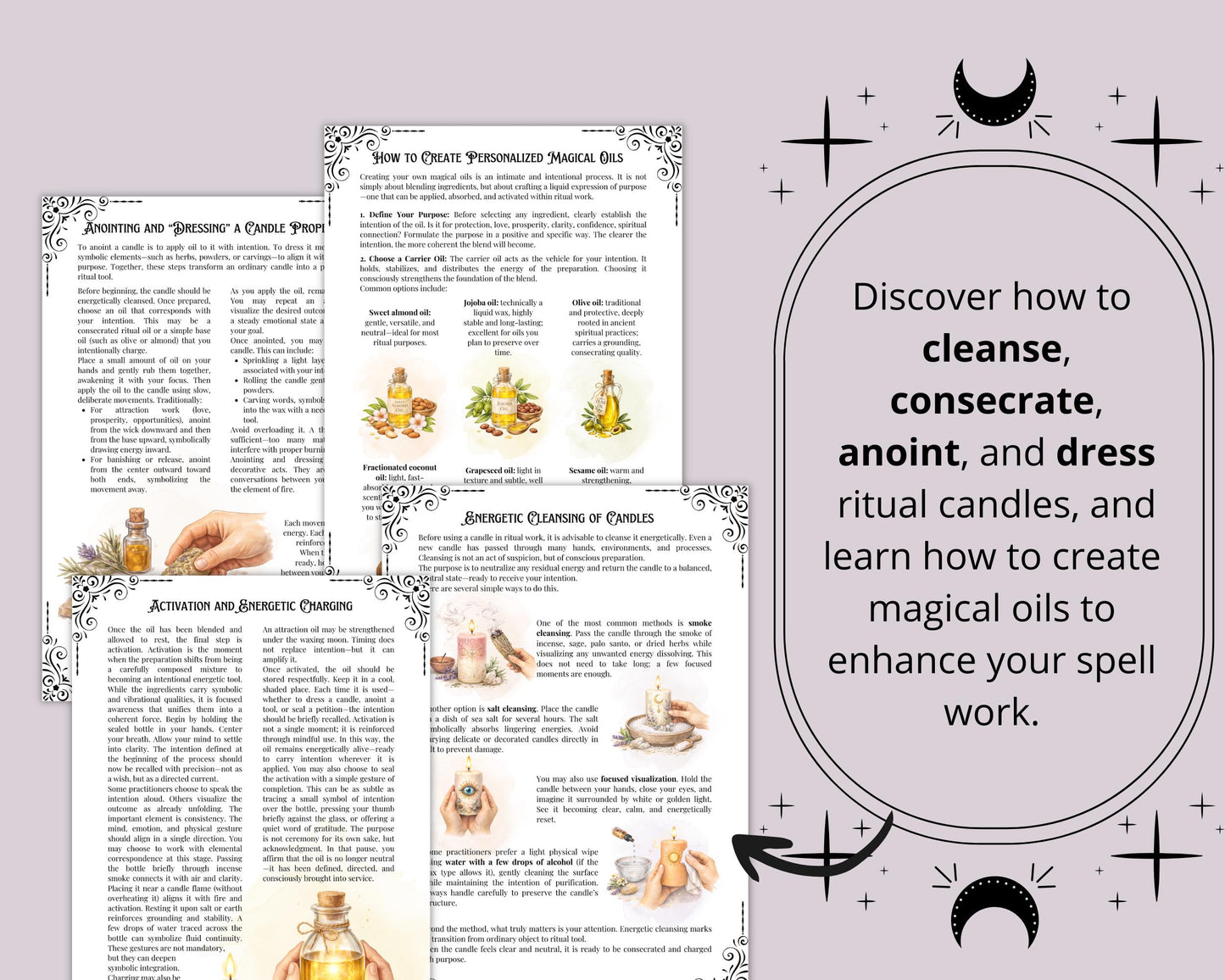 Candle Magick Grimoire Pages | Ceromancy Guide | Ritual & Spell Candle Magic | Printable