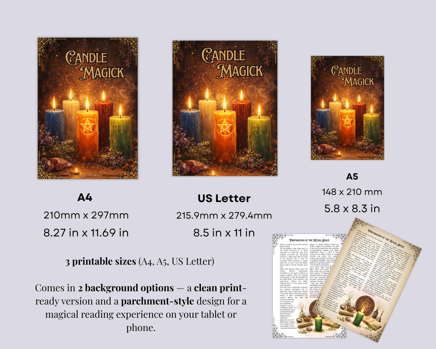 Candle Magick Grimoire Pages | Ceromancy Guide | Ritual & Spell Candle Magic | Printable