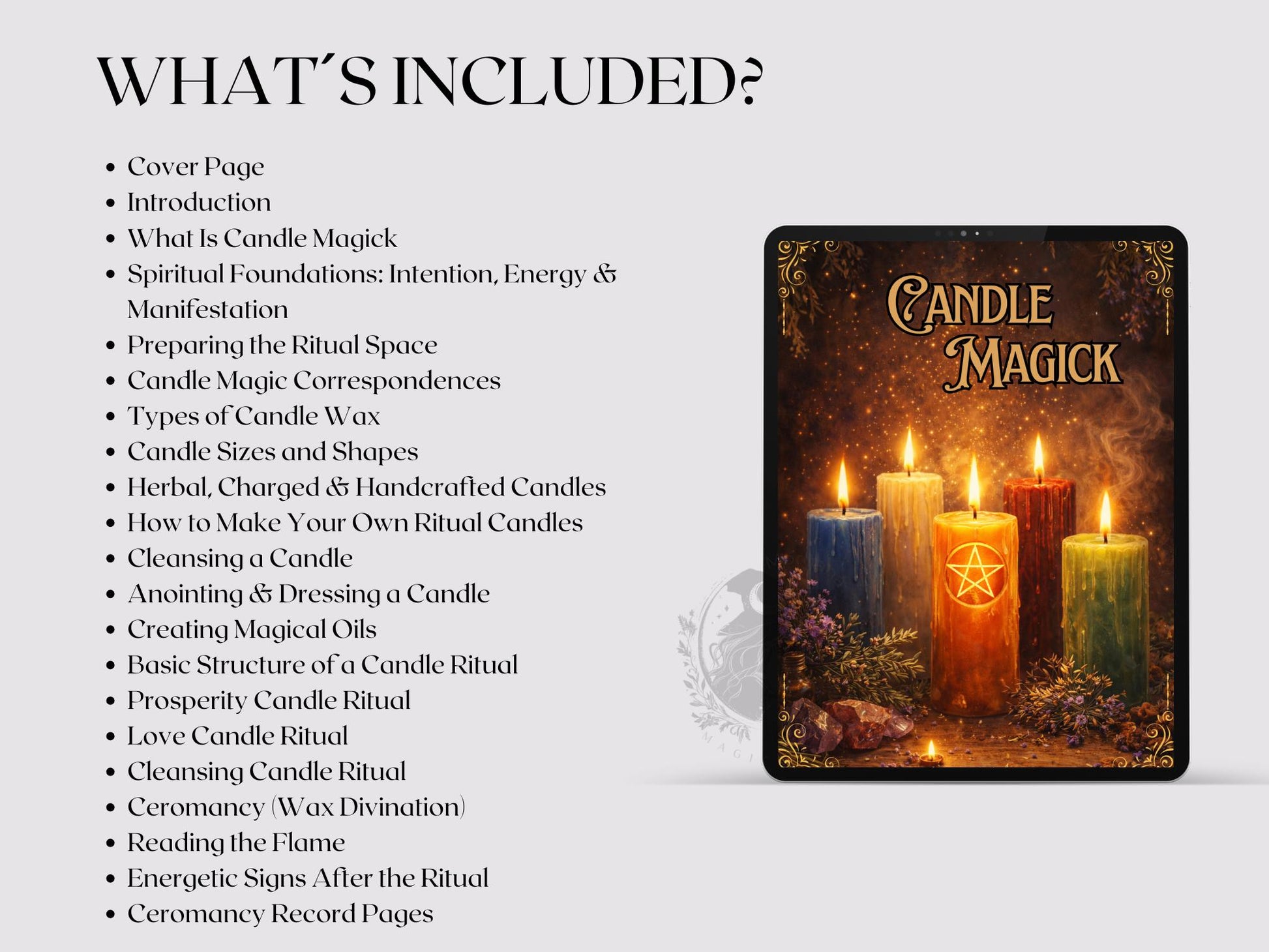 Candle Magick Grimoire Pages | Ceromancy Guide | Ritual & Spell Candle Magic | Printable