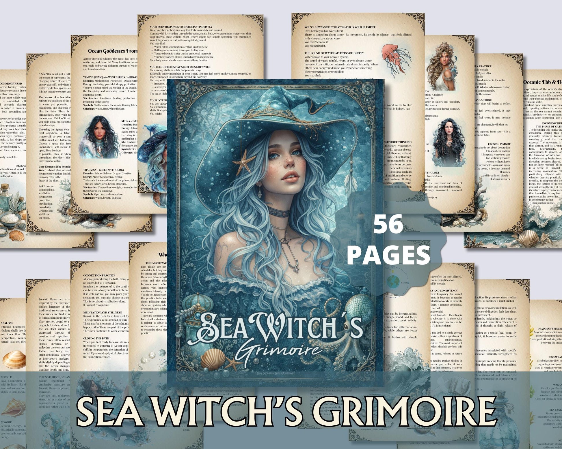 Sea Witch Grimoire Printable, Ocean Witchcraft Book, Sea Magic Rituals, Book of Shadows