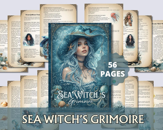 Sea Witch Grimoire Printable, Ocean Witchcraft Book, Sea Magic Rituals, Book of Shadows