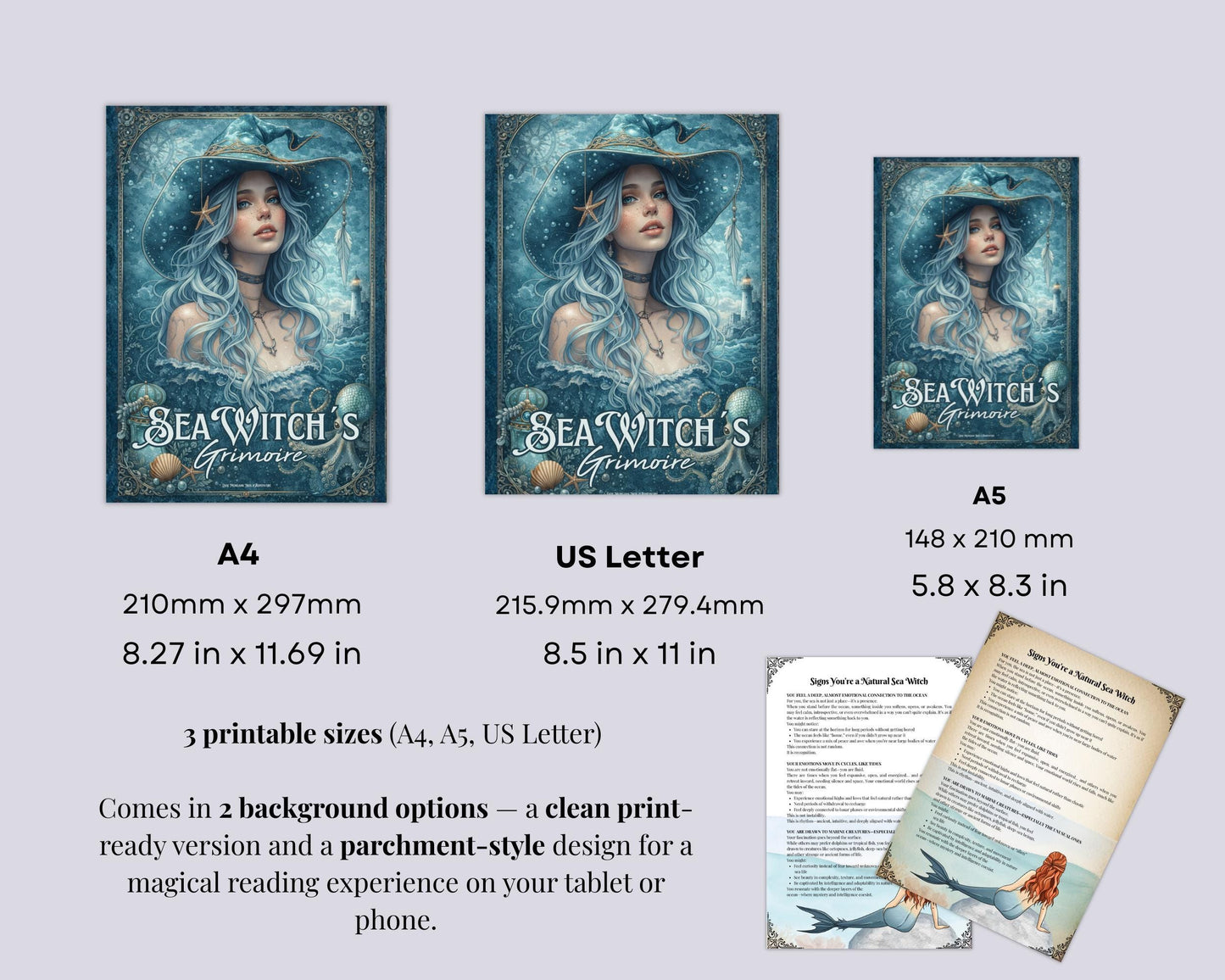 Sea Witch Grimoire Printable, Ocean Witchcraft Book, Sea Magic Rituals, Book of Shadows