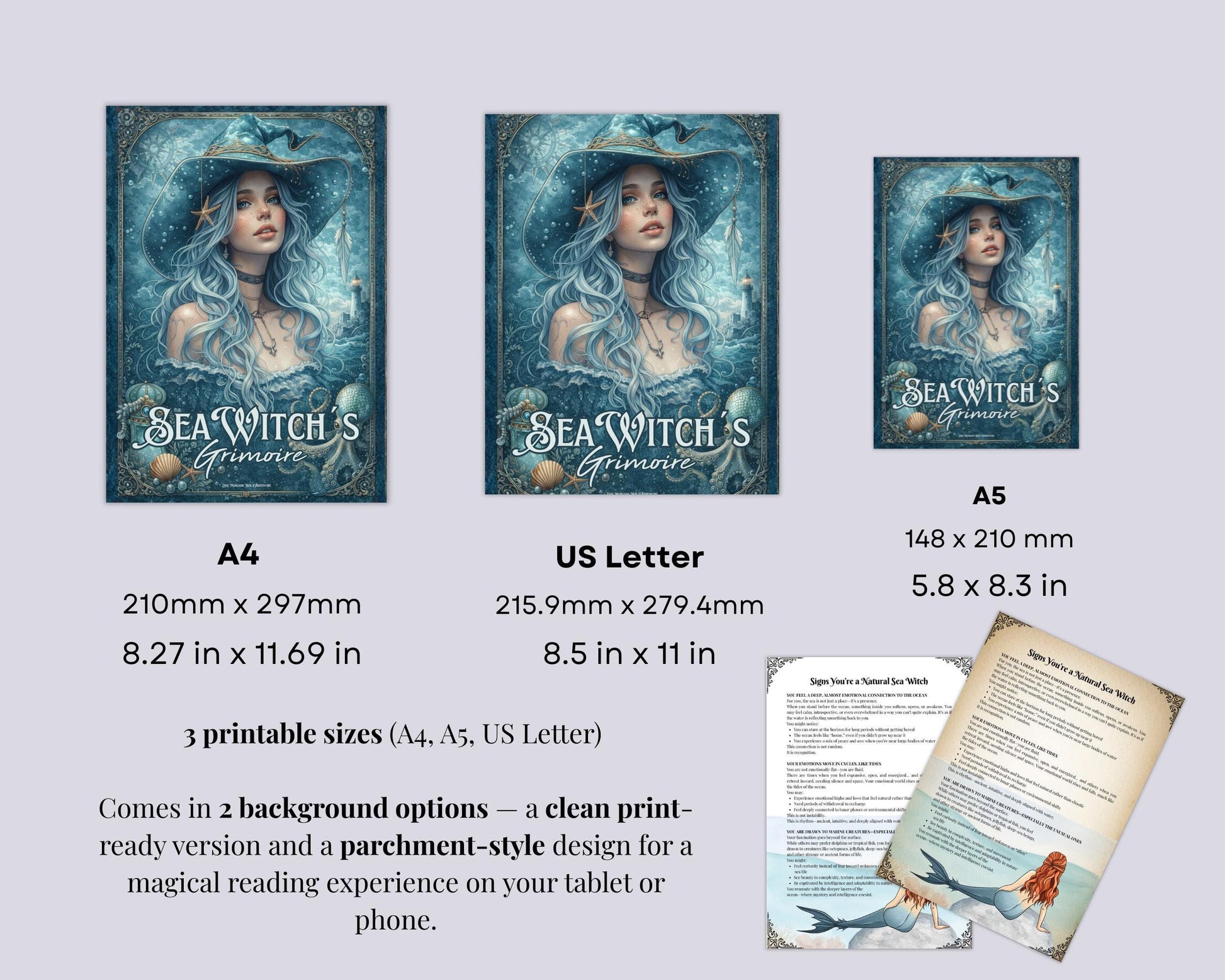 Sea Witch Grimoire Printable, Ocean Witchcraft Book, Sea Magic Rituals, Book of Shadows