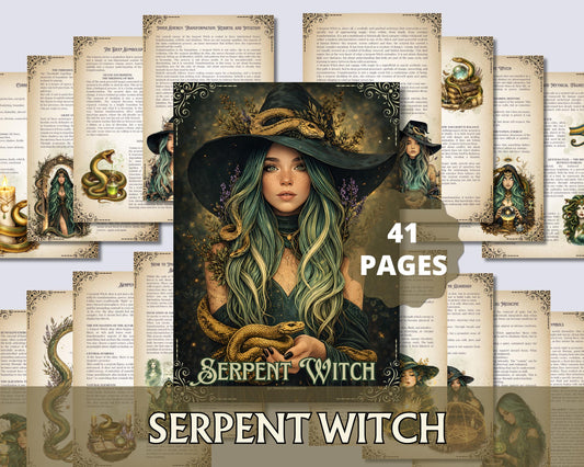 Serpent Witch Grimoire Printable Pages, Shadow Work Journal, Dark Feminine