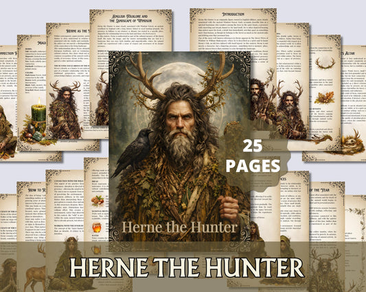 Herne the Hunter Grimoire Printable Pages | Druid Book of Shadows | Forest Ritual Journal Download