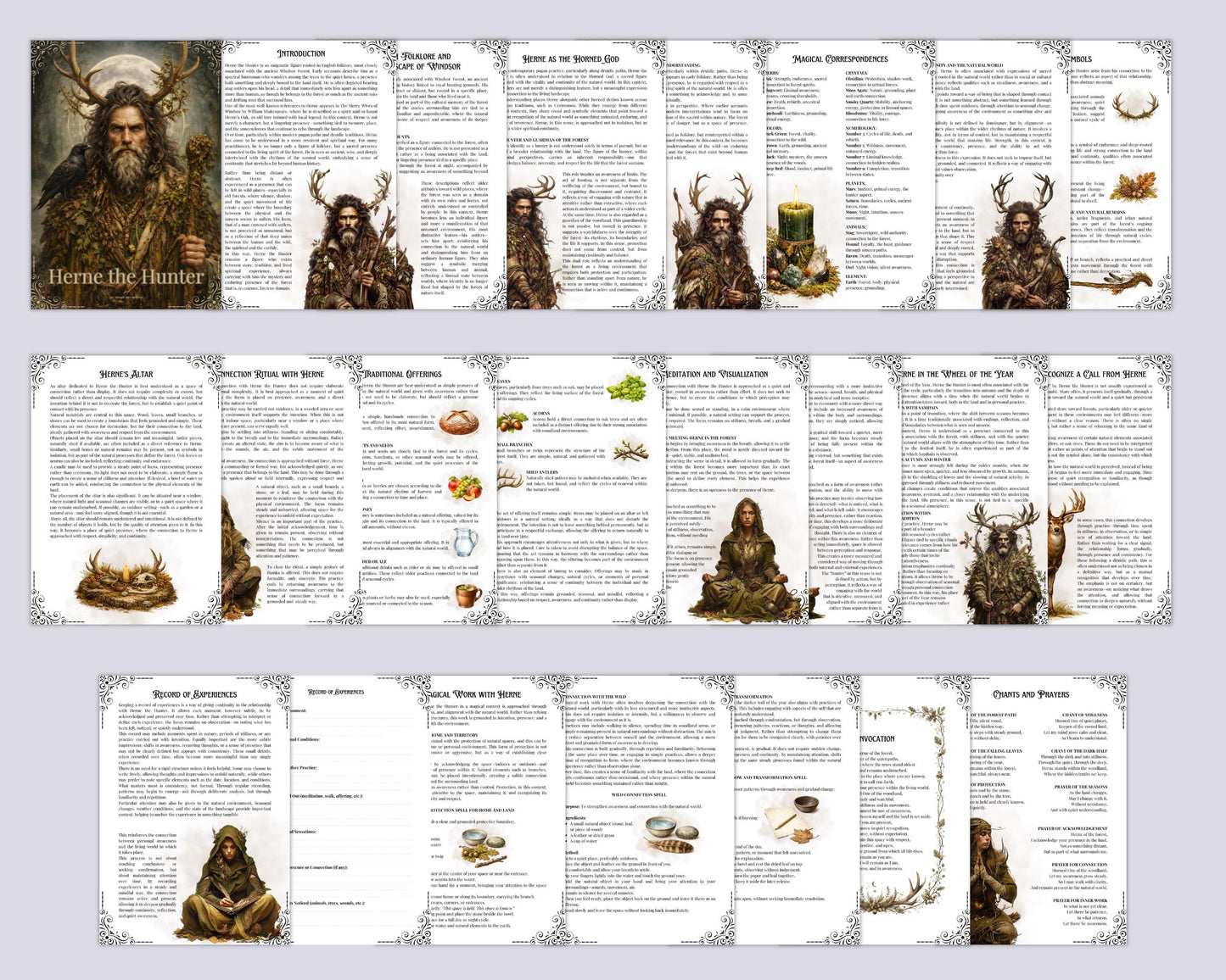 Herne the Hunter Grimoire Printable Pages | Druid Book of Shadows | Forest Ritual Journal Download