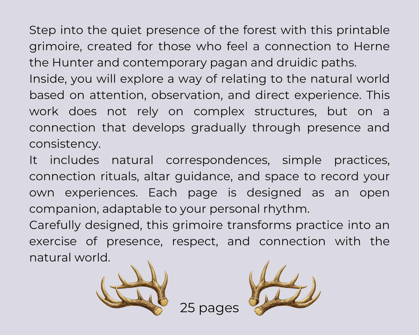 Herne the Hunter Grimoire Printable Pages | Druid Book of Shadows | Forest Ritual Journal Download