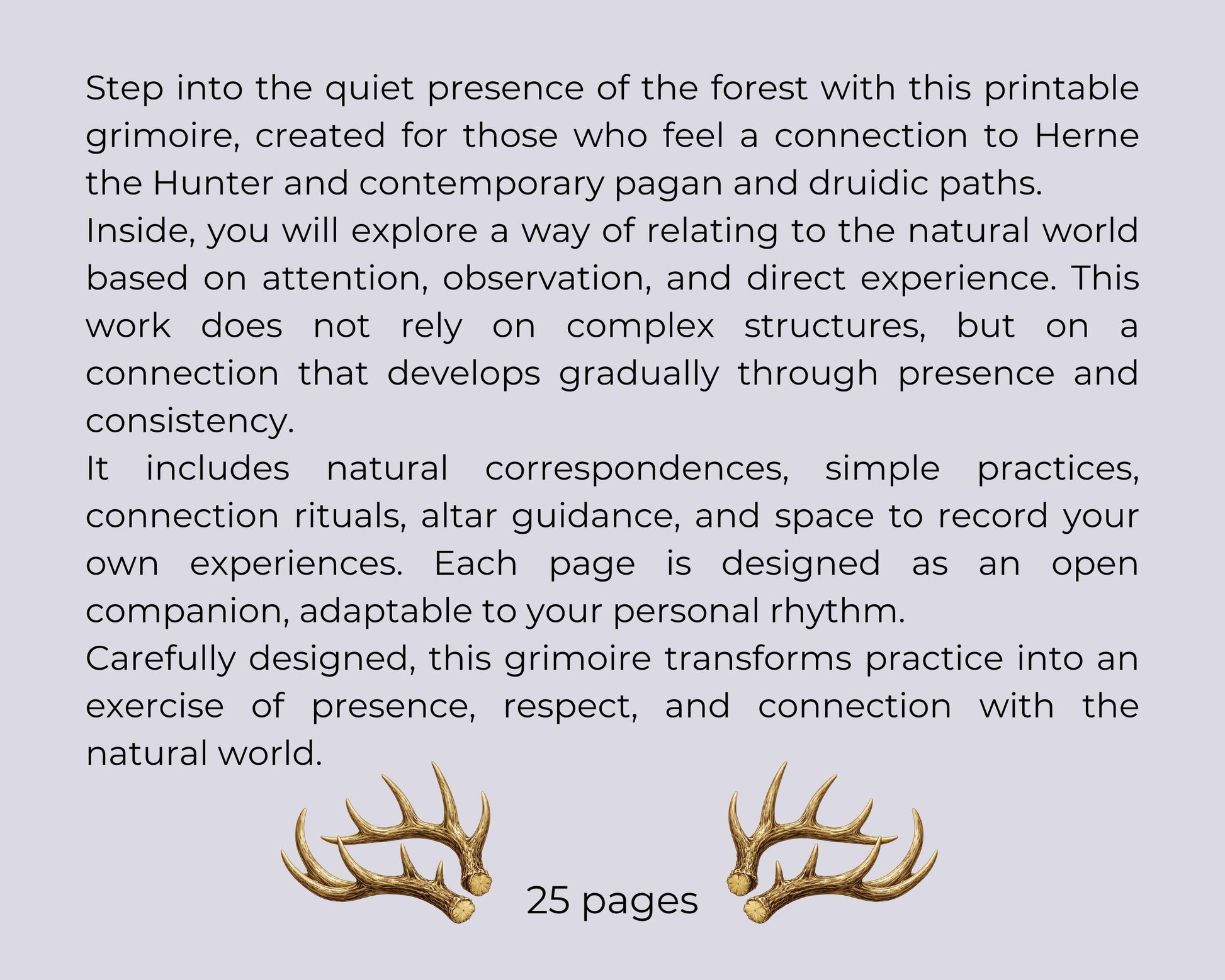 Herne the Hunter Grimoire Printable Pages | Druid Book of Shadows | Forest Ritual Journal Download