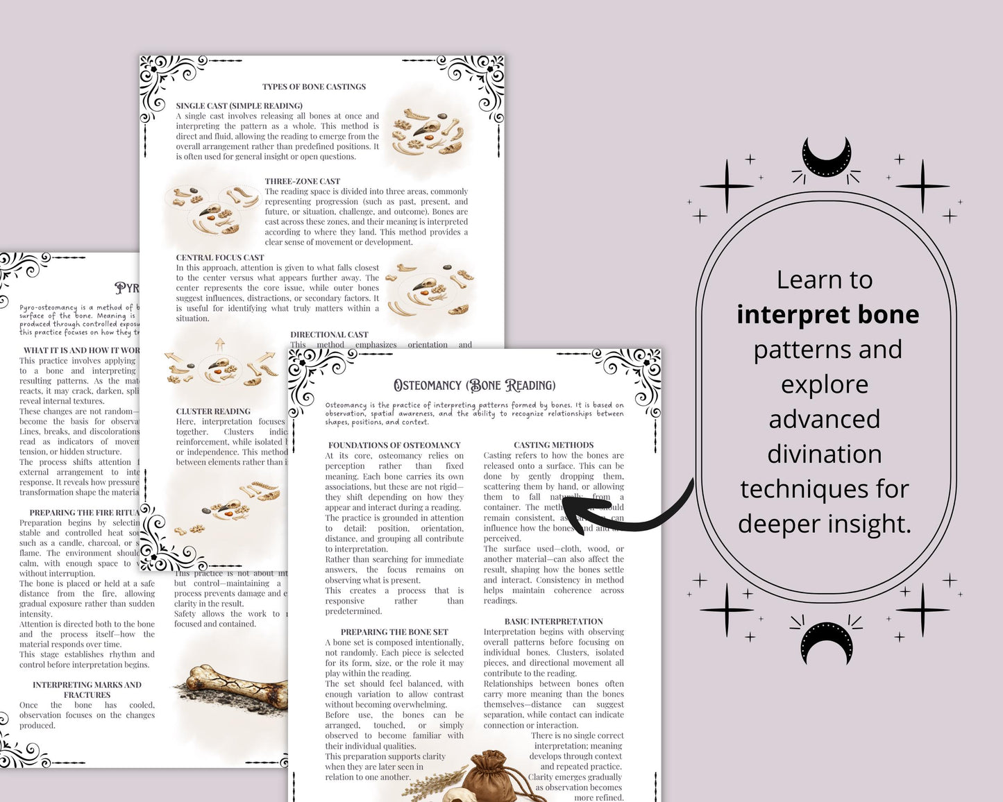 Bone Magick Grimoire Pages | Dark Academia Witchcraft Journal | Osteomancy Ritual | Printable